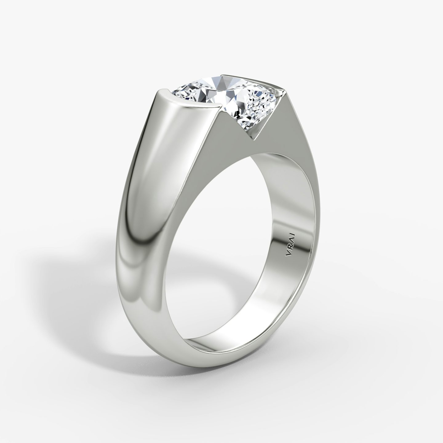 The Statement Signet | Cushion | 18k | White Gold | bandAccent: Plain | diamondOrientation: vertical | caratWeight: other