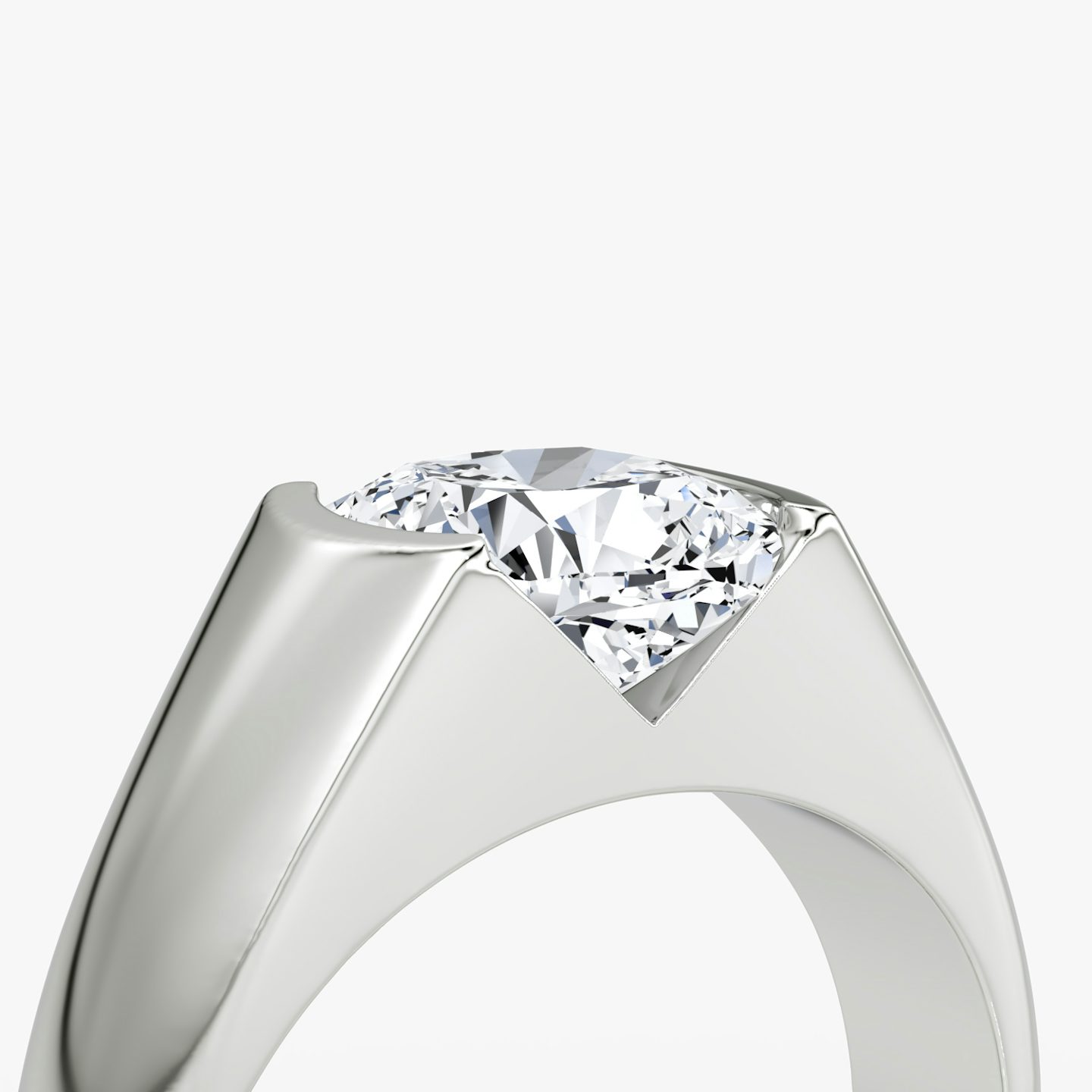 The Statement Signet | Cushion | 18k | White Gold | bandAccent: Plain | diamondOrientation: vertical | caratWeight: other