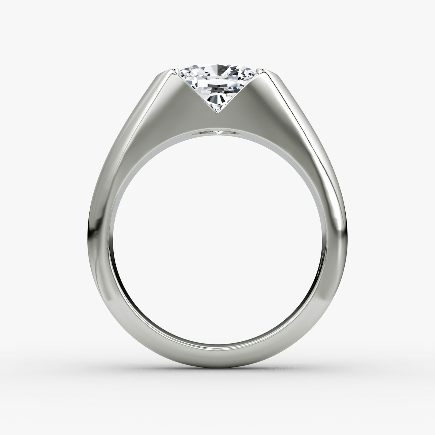 The Statement Signet | Cushion | 18k | White Gold | bandAccent: Plain | diamondOrientation: vertical | caratWeight: other