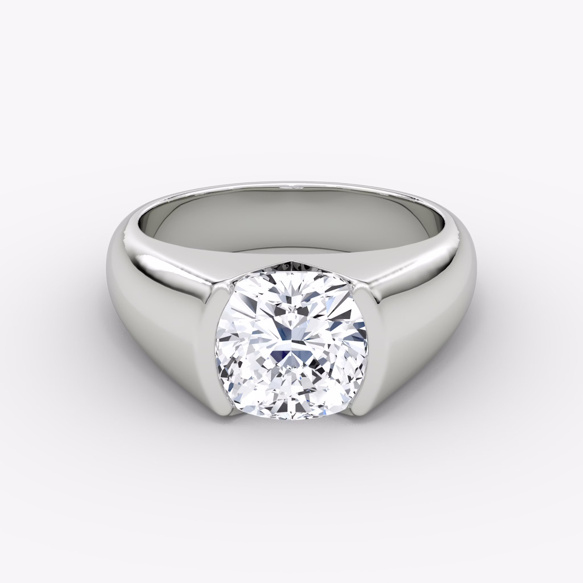The Statement Signet | Cushion | 18k | White Gold | bandAccent: Plain | diamondOrientation: vertical | caratWeight: other