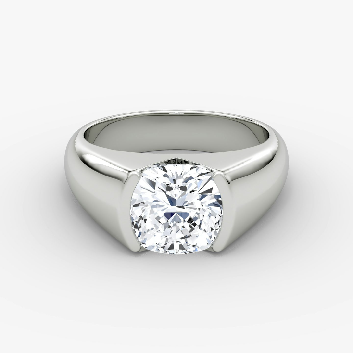 The Statement Signet | Cushion | 18k | White Gold | bandAccent: Plain | diamondOrientation: vertical | caratWeight: other
