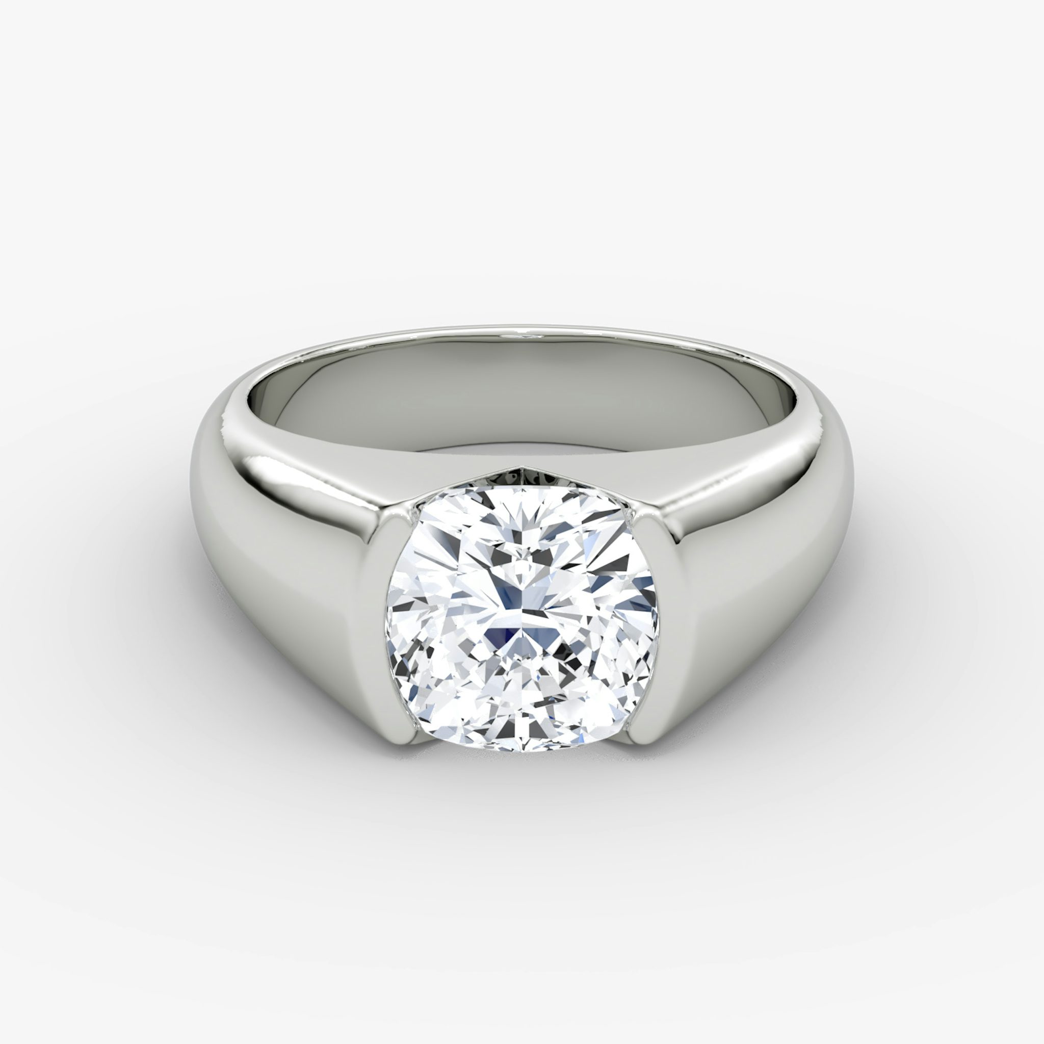 The Statement Signet | Cushion | 18k | White Gold | bandAccent: Plain | diamondOrientation: vertical | caratWeight: other