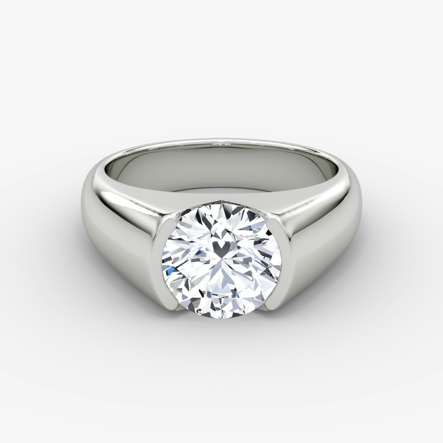 The Statement Signet | Round Brilliant | 18k | White Gold | bandAccent: Plain | caratWeight: 1.0ct | diamondOrientation: vertical