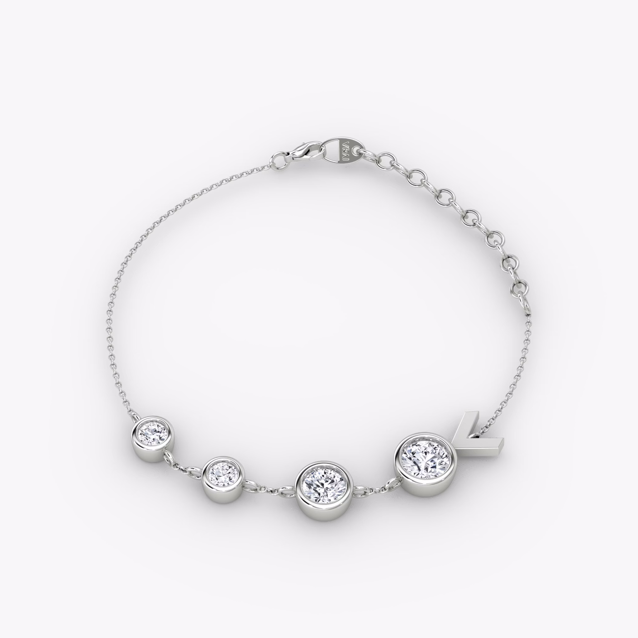 Arrow Station Bracelet | Round Brilliant | 14k | White Gold | chainLength: 5.5