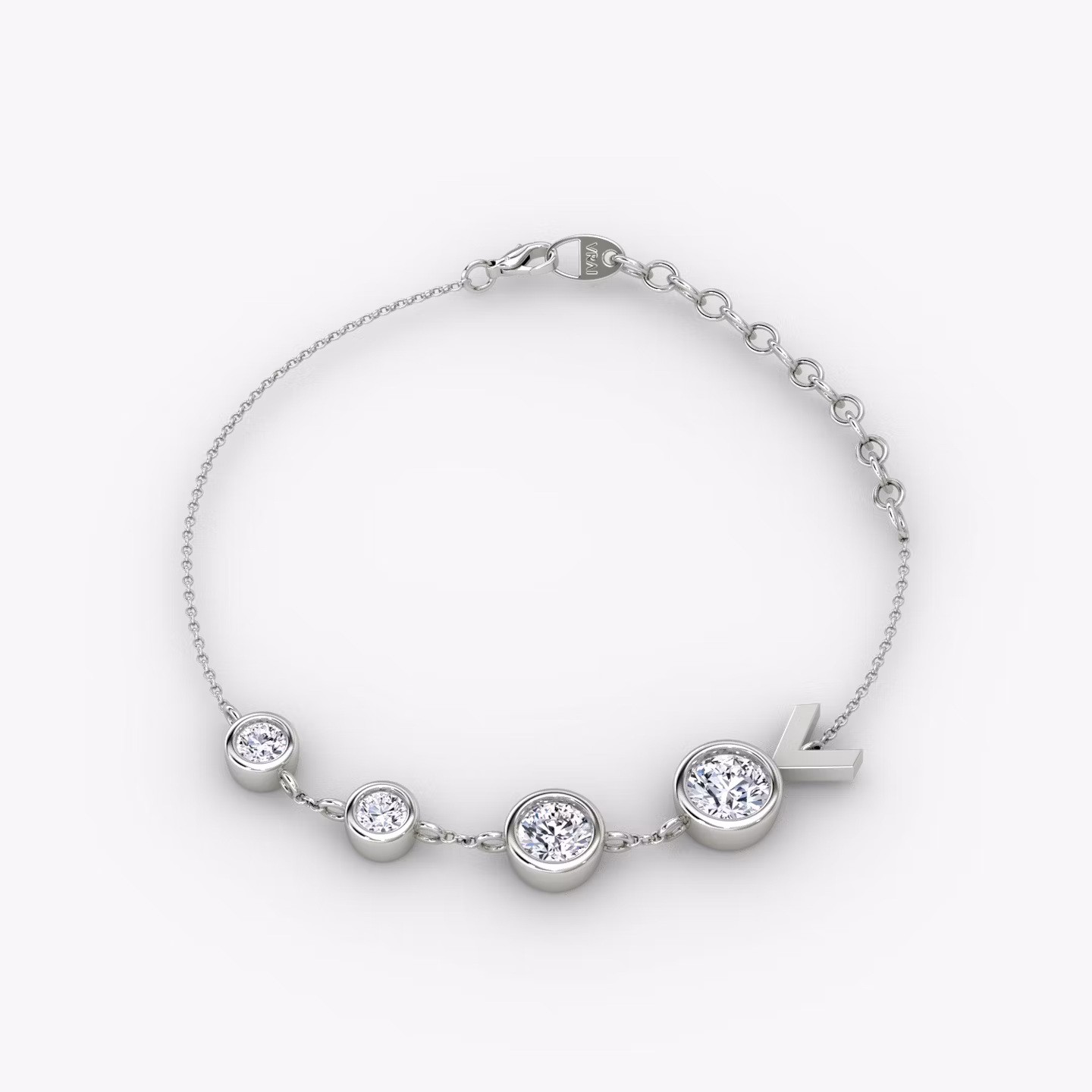 Arrow Station Bracelet Round Brilliant | White Gold