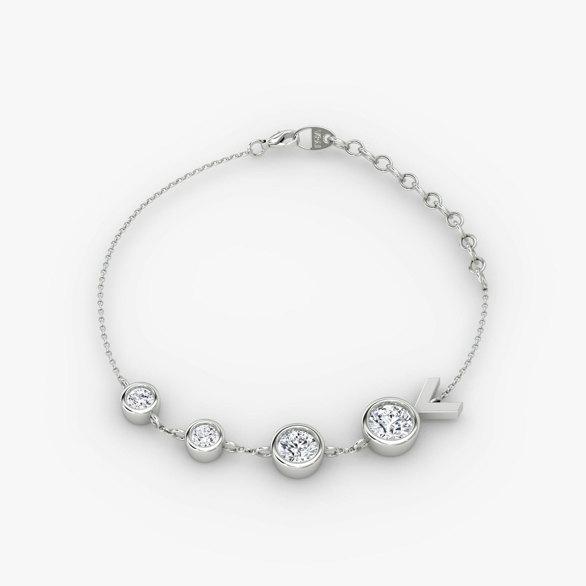 Arrow Station Bracelet | Round Brilliant | 14k | White Gold | chainLength: 5.5
