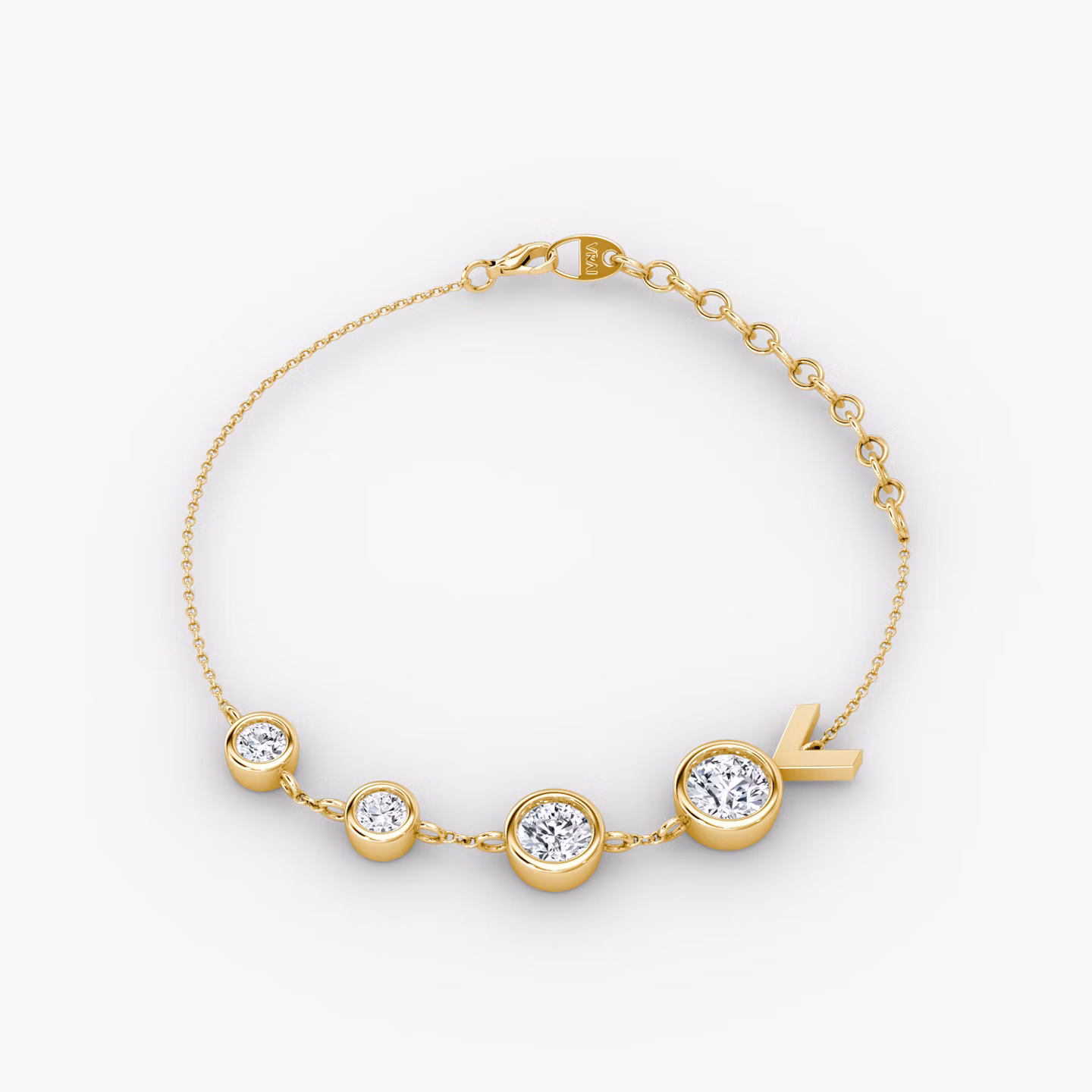 Arrow Station Bracelet | Round Brilliant | 14k | Yellow Gold | chainLength: 5.5