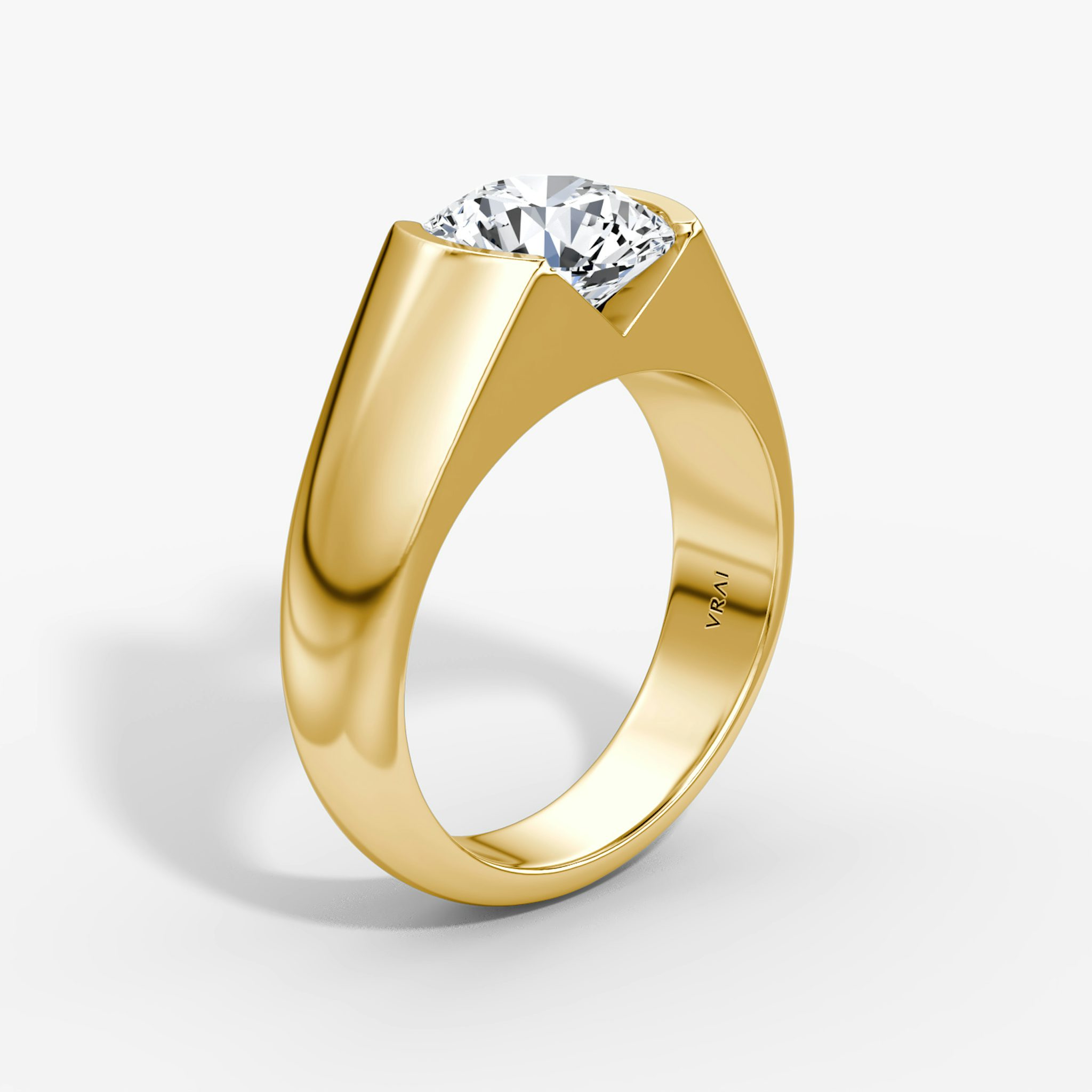 The Statement Signet | Round Brilliant | 18k | Yellow Gold | bandAccent: Plain | caratWeight: other | diamondOrientation: vertical