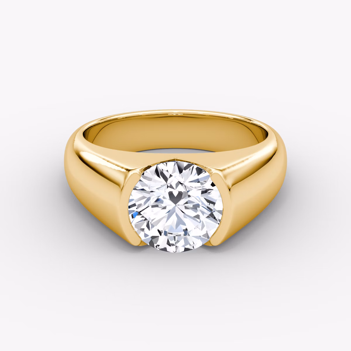 The Statement Signet | Round Brilliant | 18k | Yellow Gold | bandAccent: Plain | caratWeight: other | diamondOrientation: vertical