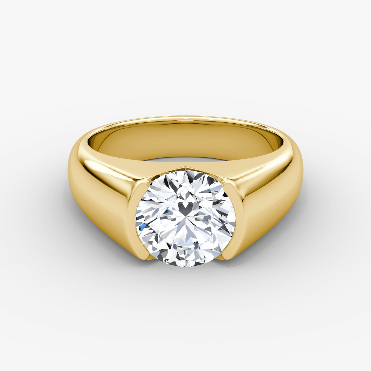 The Statement Signet | Round Brilliant | 18k | Yellow Gold | bandAccent: Plain | caratWeight: 2.0ct | diamondOrientation: vertical