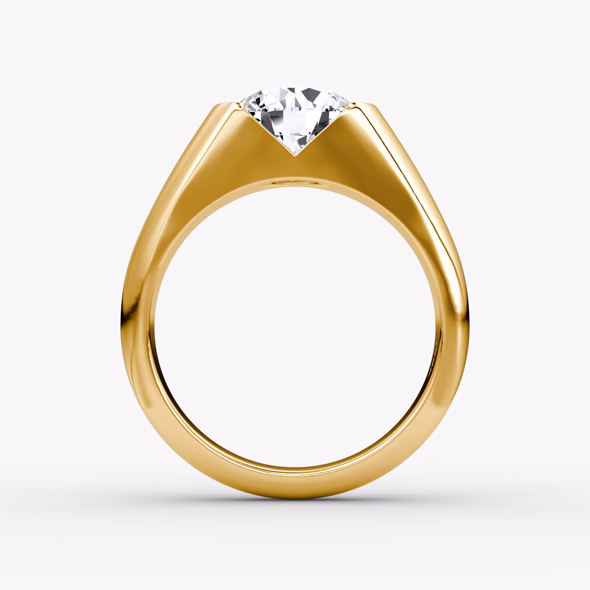 The Statement Signet | Round Brilliant | 18k | Yellow Gold | bandAccent: Plain | caratWeight: other | diamondOrientation: vertical