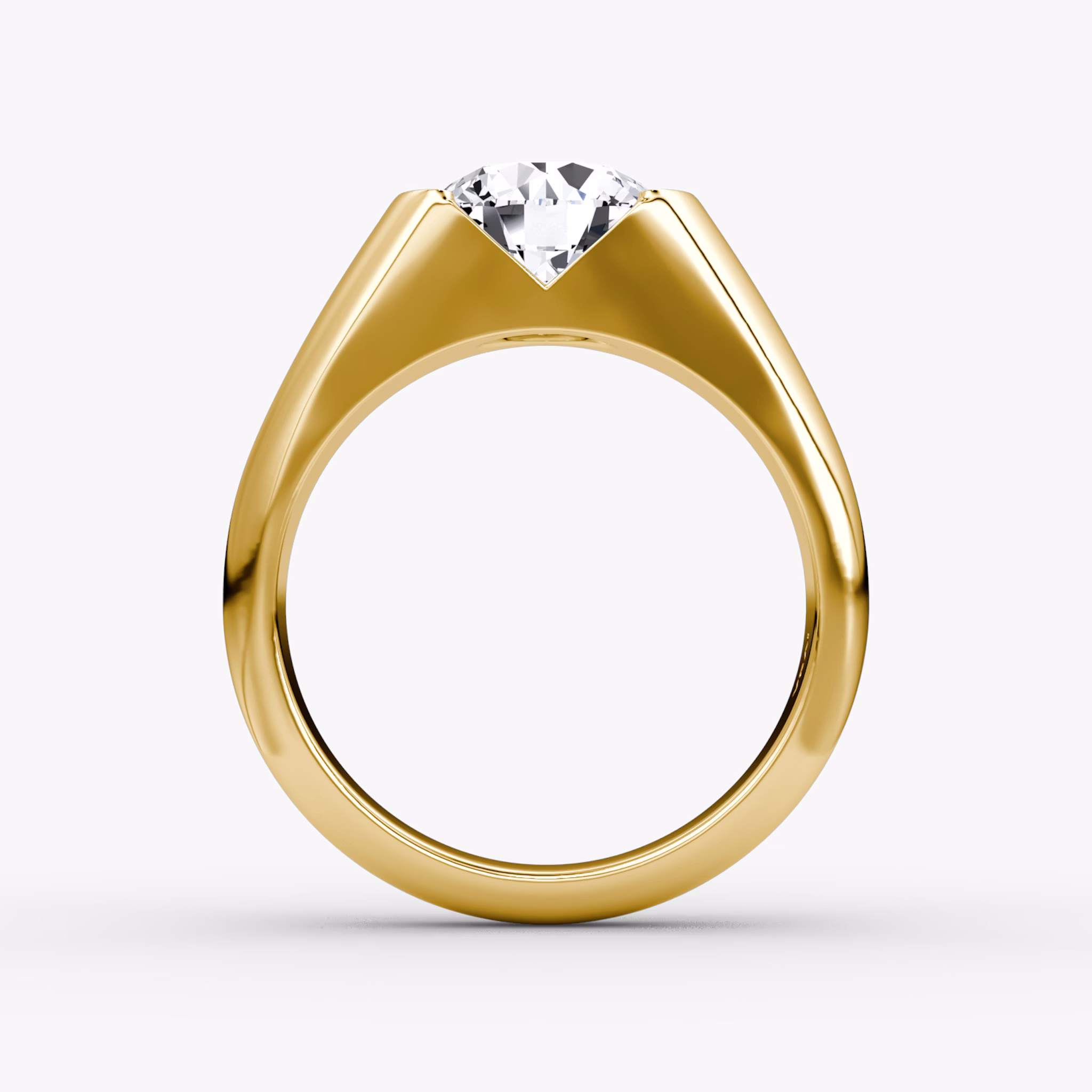 The Statement Signet | Round Brilliant | 18k | Yellow Gold | bandAccent: Plain | caratWeight: other | diamondOrientation: vertical