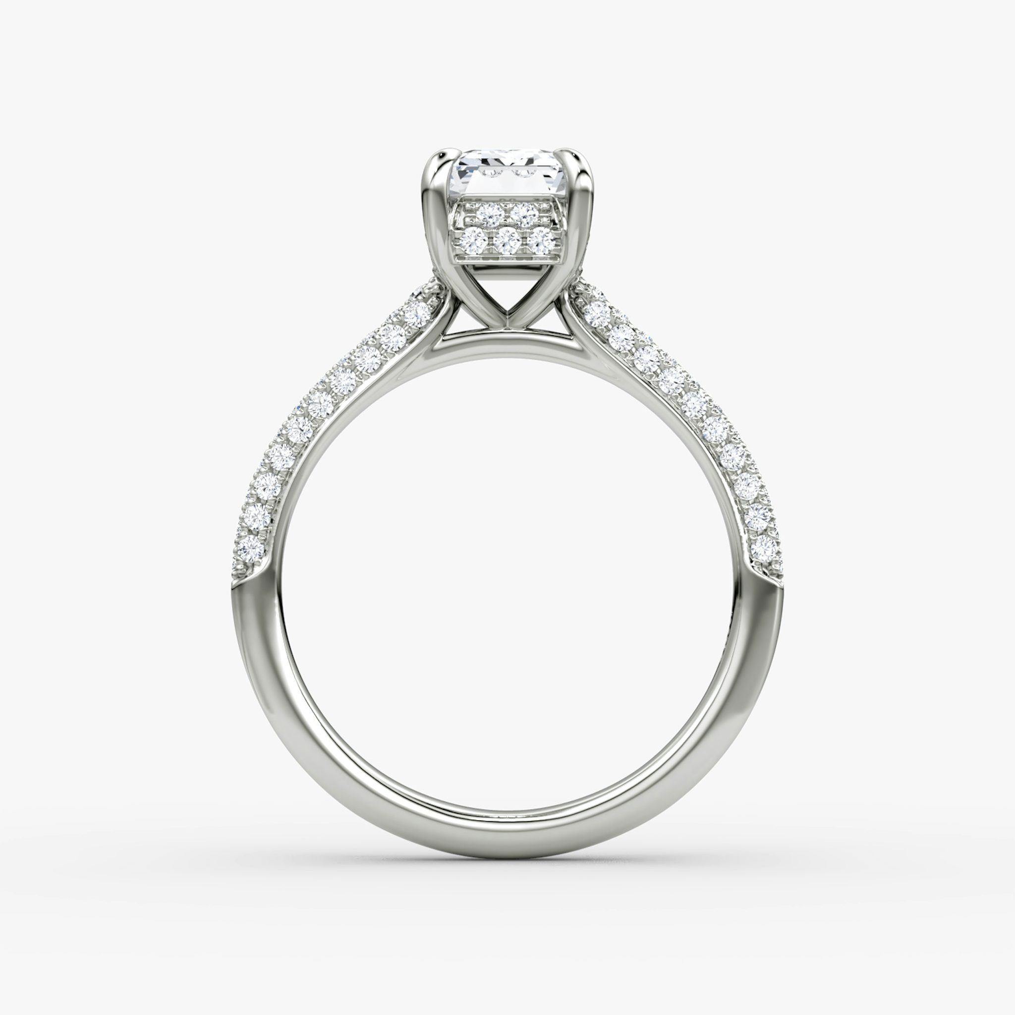 The Regal Pavé Dome | Emerald | Platinum | bandAccent: Pavé | diamondOrientation: vertical | caratWeight: other