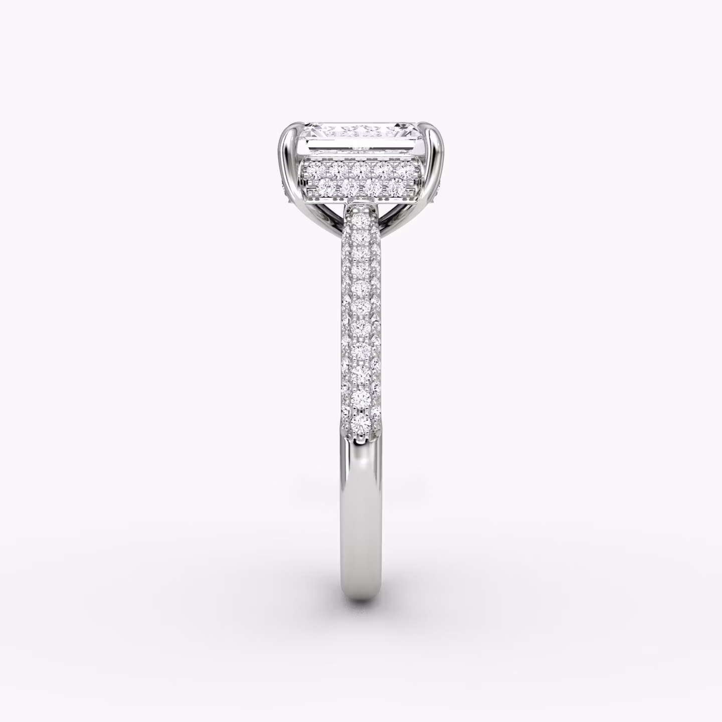 The Regal Pavé Dome | Emerald | 18k | White Gold | bandAccent: Pavé | diamondOrientation: vertical | caratWeight: other