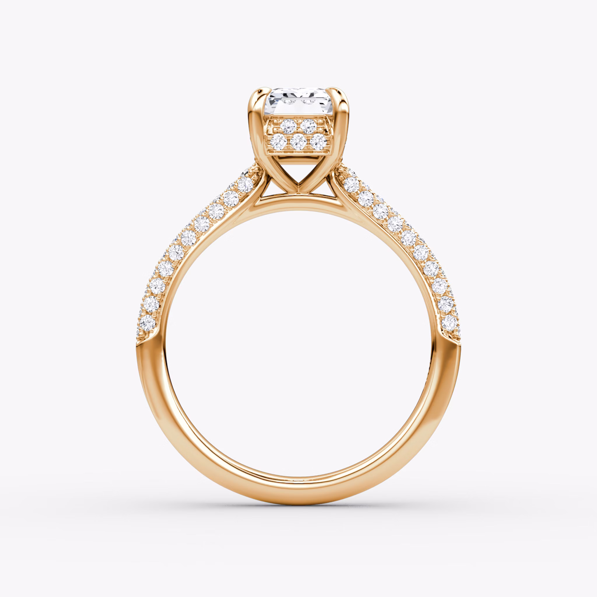 The Regal Pavé Dome | Emerald | 14k | Rose Gold | bandAccent: Pavé | diamondOrientation: vertical | caratWeight: other
