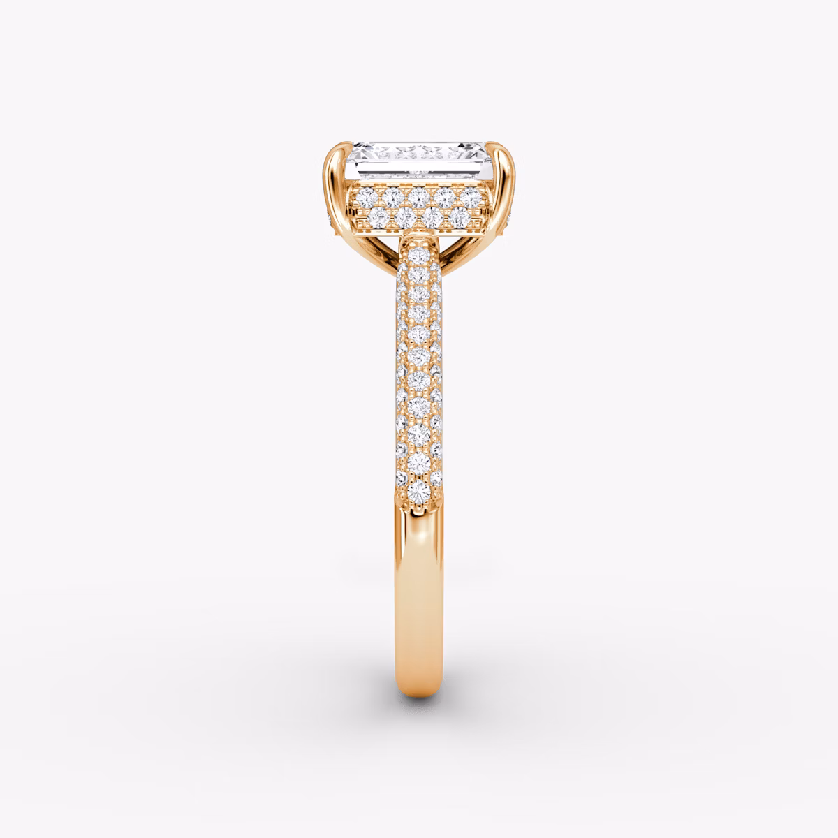 The Regal Pavé Dome | Emerald | 14k | Rose Gold | bandAccent: Pavé | diamondOrientation: vertical | caratWeight: other