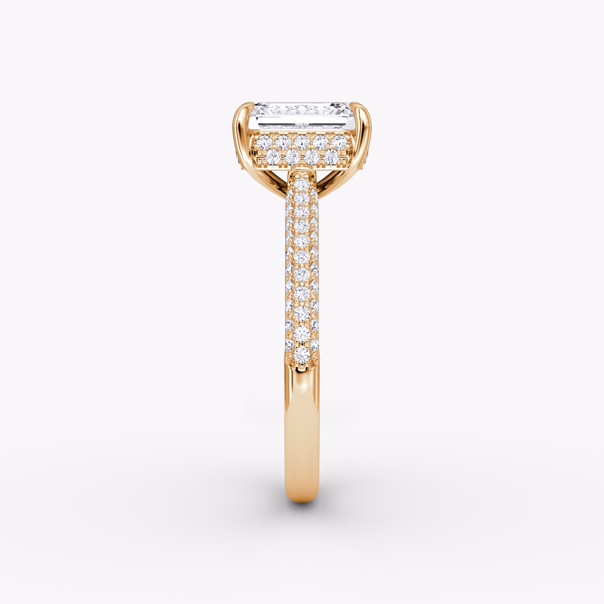 The Regal Pavé Dome | Emerald | 14k | Rose Gold | bandAccent: Pavé | diamondOrientation: vertical | caratWeight: other