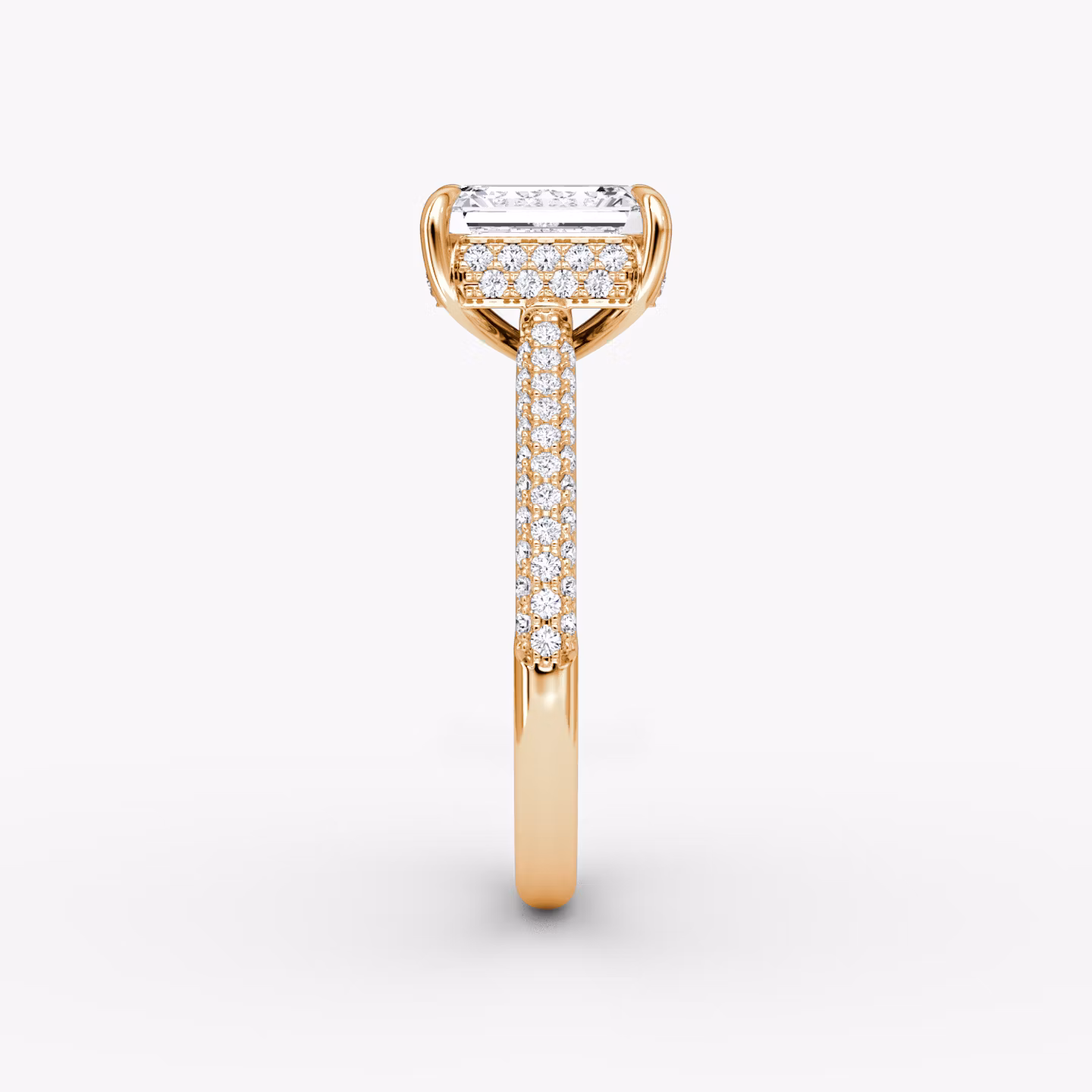 The Regal Pavé Dome | Emerald | 14k | Rose Gold | bandAccent: Pavé | diamondOrientation: vertical | caratWeight: other