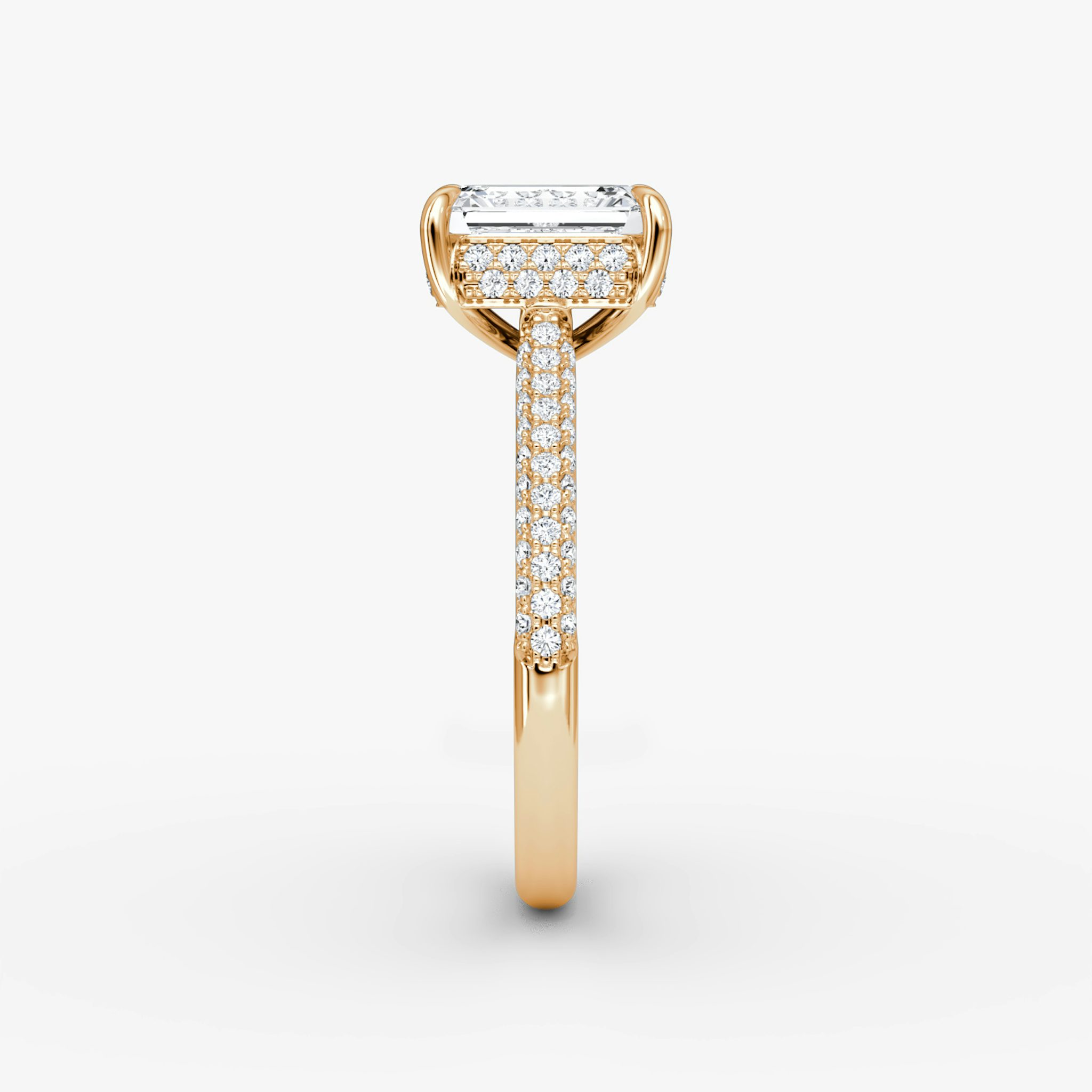 The Regal Pavé Dome | Emerald | 14k | Rose Gold | bandAccent: Pavé | diamondOrientation: vertical | caratWeight: other