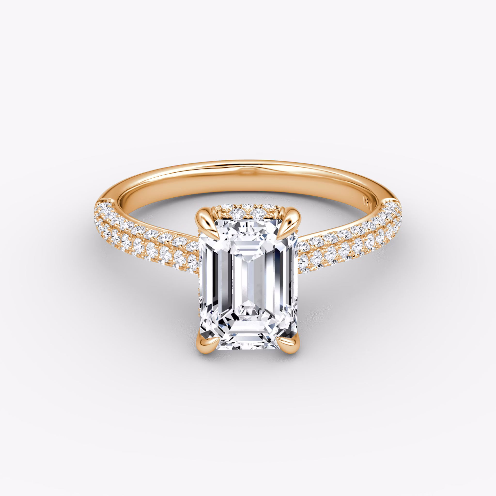 The Regal Pavé Dome | Emerald | 14k | Rose Gold | bandAccent: Pavé | diamondOrientation: vertical | caratWeight: other