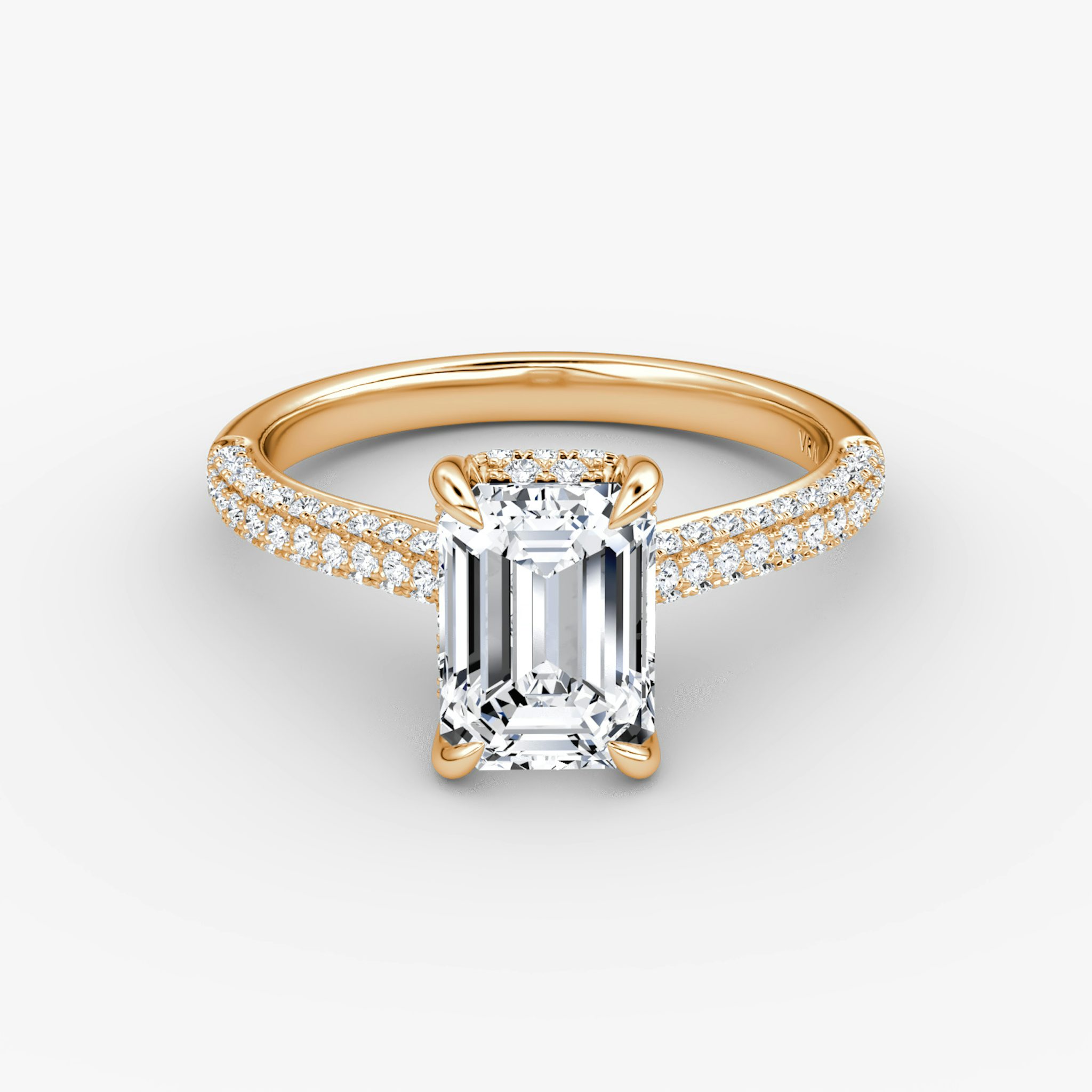 The Regal Pavé Dome | Emerald | 14k | Rose Gold | bandAccent: Pavé | diamondOrientation: vertical | caratWeight: other