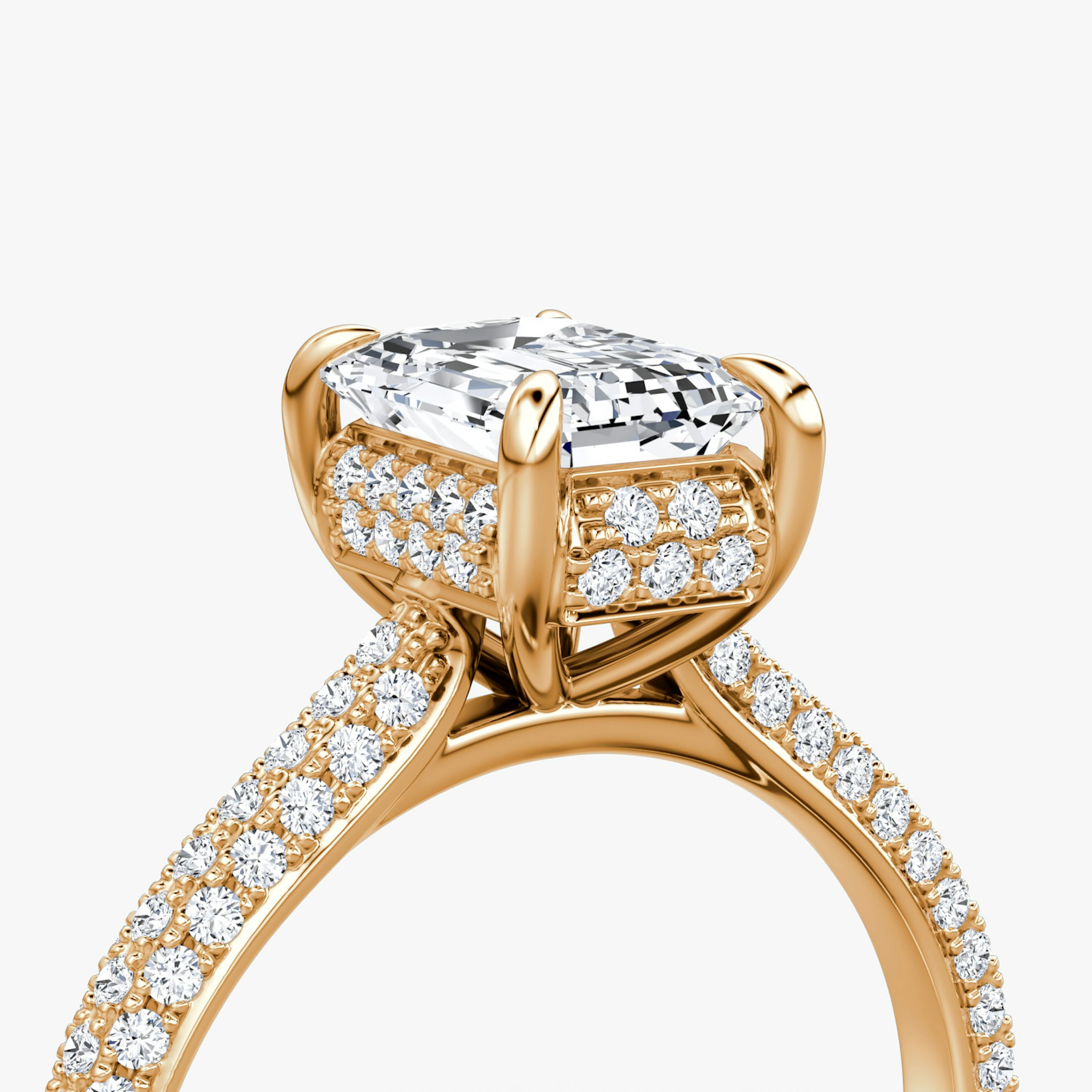 The Regal Pavé Dome | Emerald | 14k | Rose Gold | bandAccent: Pavé | diamondOrientation: vertical | caratWeight: other