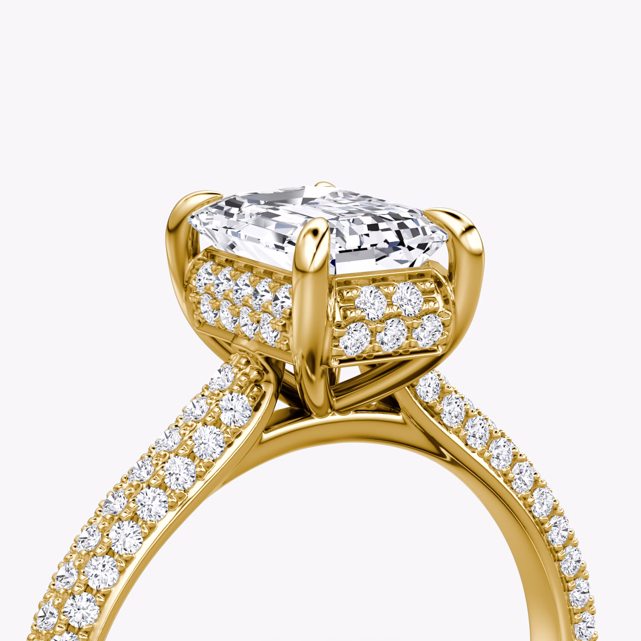 The Regal Pavé Dome | Emerald | 18k | Yellow Gold | bandAccent: Pavé | diamondOrientation: vertical | caratWeight: other