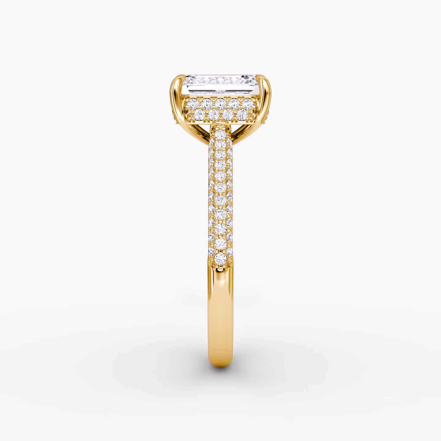 The Regal Pavé Dome | Emerald | 18k | Yellow Gold | bandAccent: Pavé | diamondOrientation: vertical | caratWeight: other