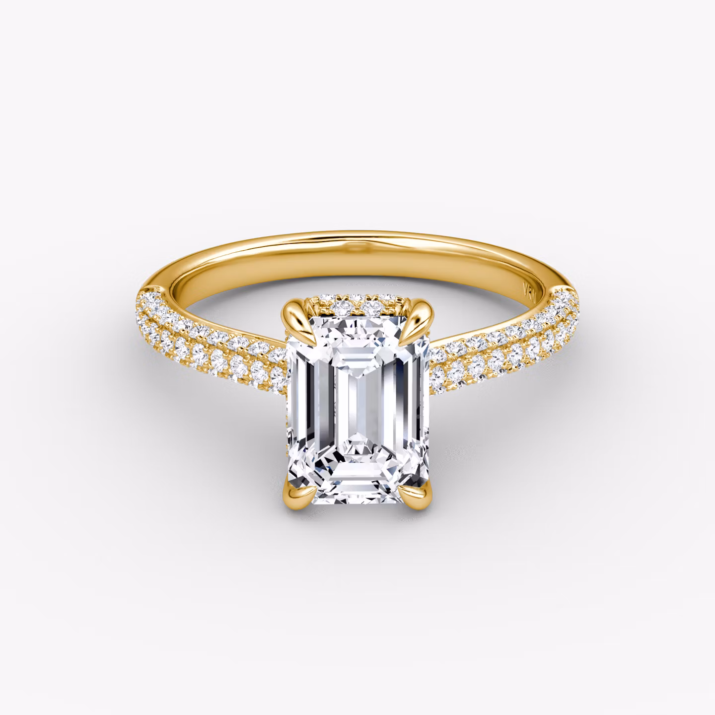 The Regal Pavé Dome | Emerald | 18k | Yellow Gold | bandAccent: Pavé | diamondOrientation: vertical | caratWeight: other