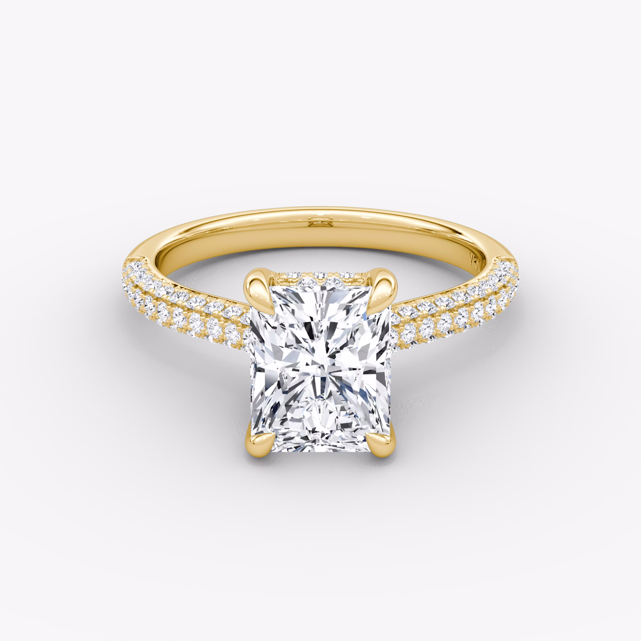 The Regal Pavé Dome | Radiant | 18k | Yellow Gold | bandAccent: Pavé | diamondOrientation: vertical | caratWeight: other
