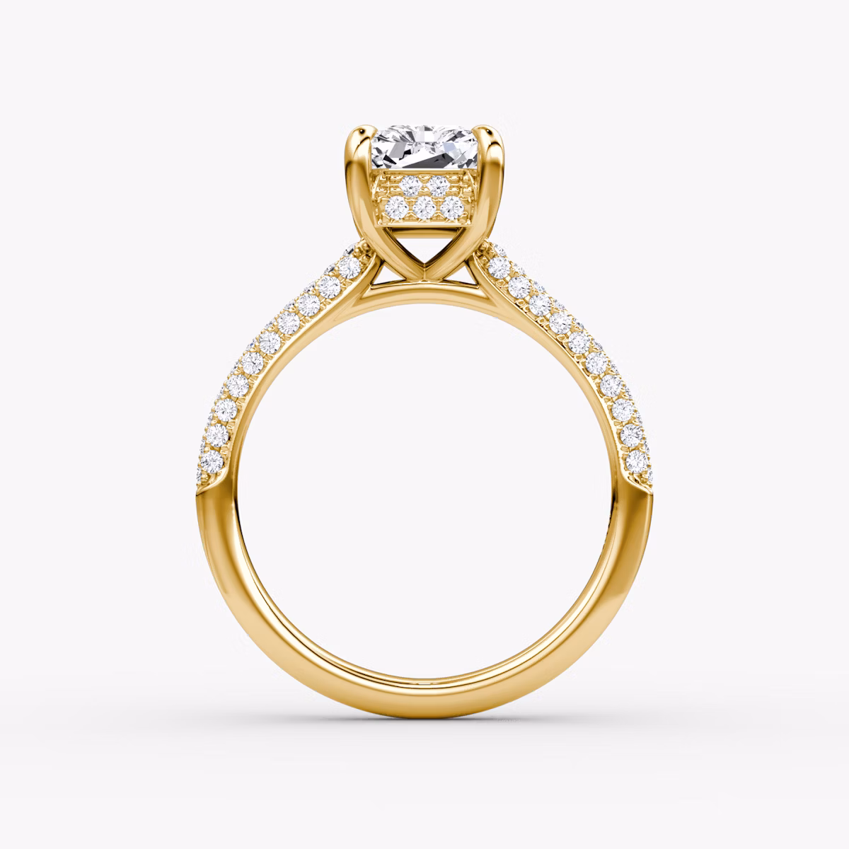 The Regal Pavé Dome | Radiant | 18k | Yellow Gold | bandAccent: Pavé | diamondOrientation: vertical | caratWeight: other