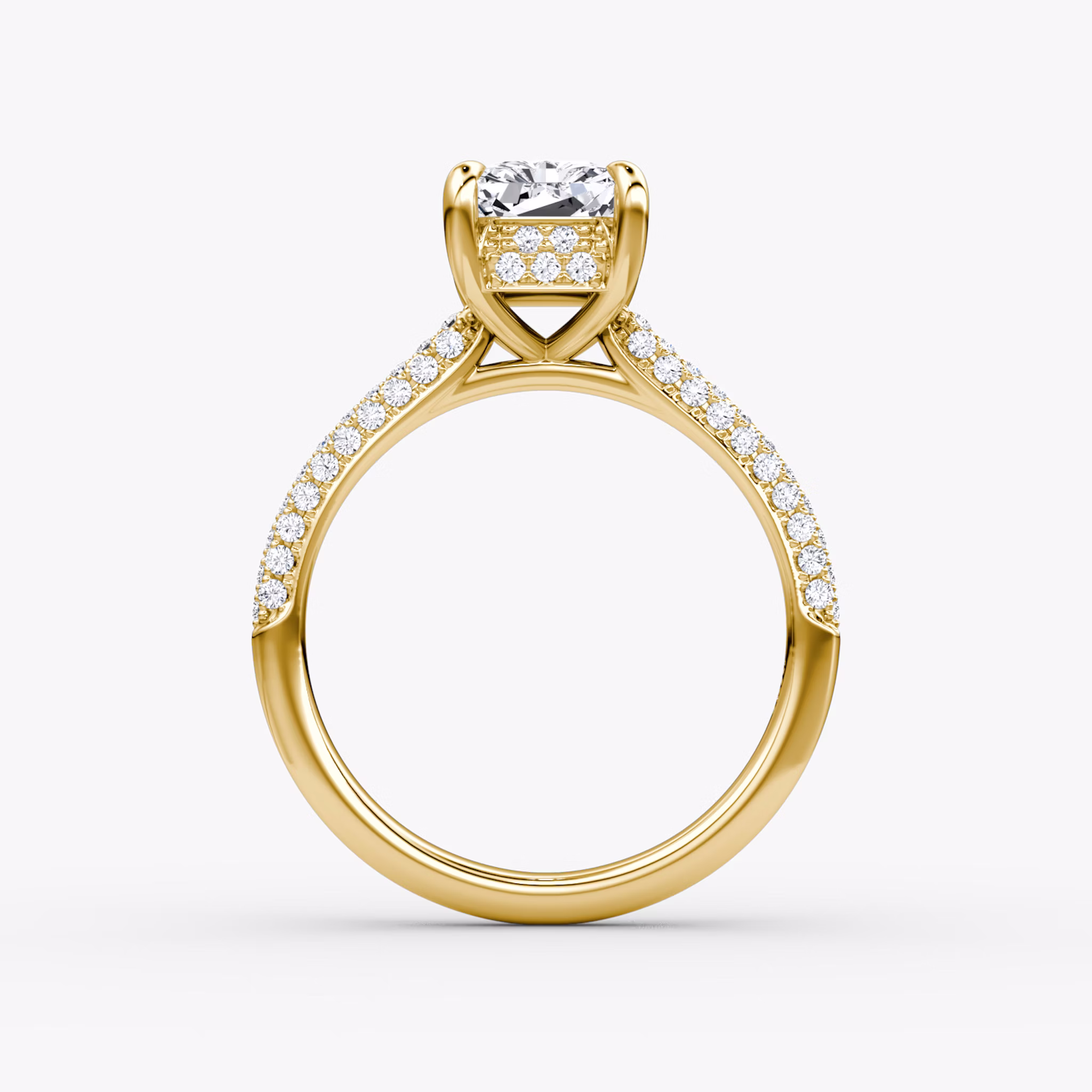 The Regal Pavé Dome | Radiant | 18k | Yellow Gold | bandAccent: Pavé | diamondOrientation: vertical | caratWeight: other
