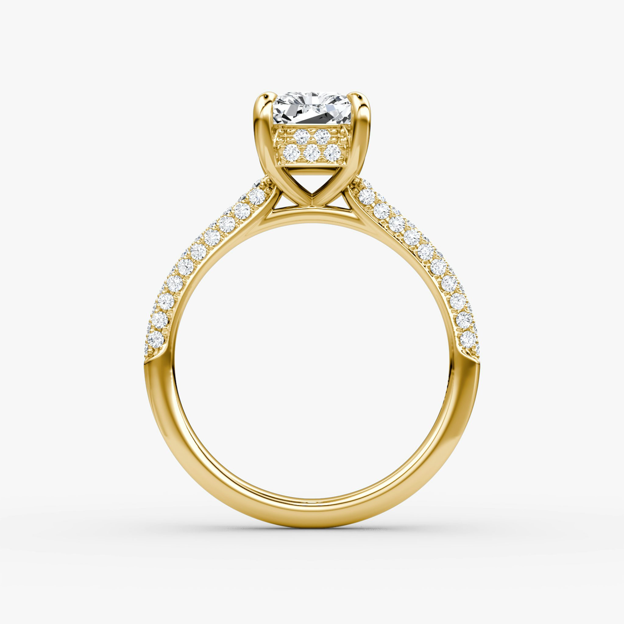The Regal Pavé Dome | Radiant | 18k | Yellow Gold | bandAccent: Pavé | diamondOrientation: vertical | caratWeight: other