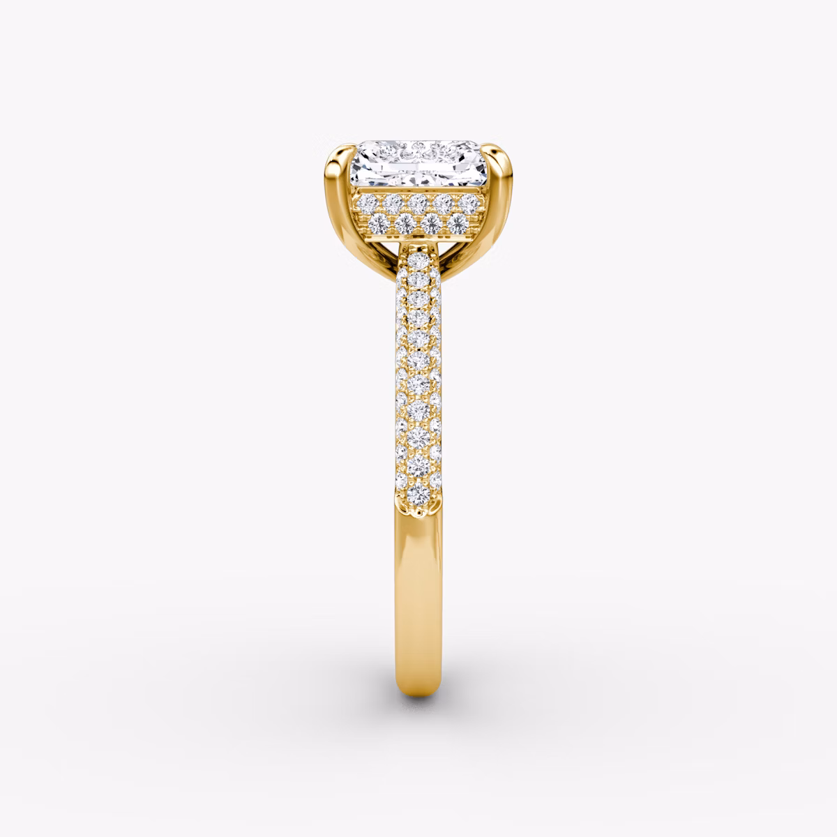 The Regal Pavé Dome | Radiant | 18k | Yellow Gold | bandAccent: Pavé | diamondOrientation: vertical | caratWeight: other