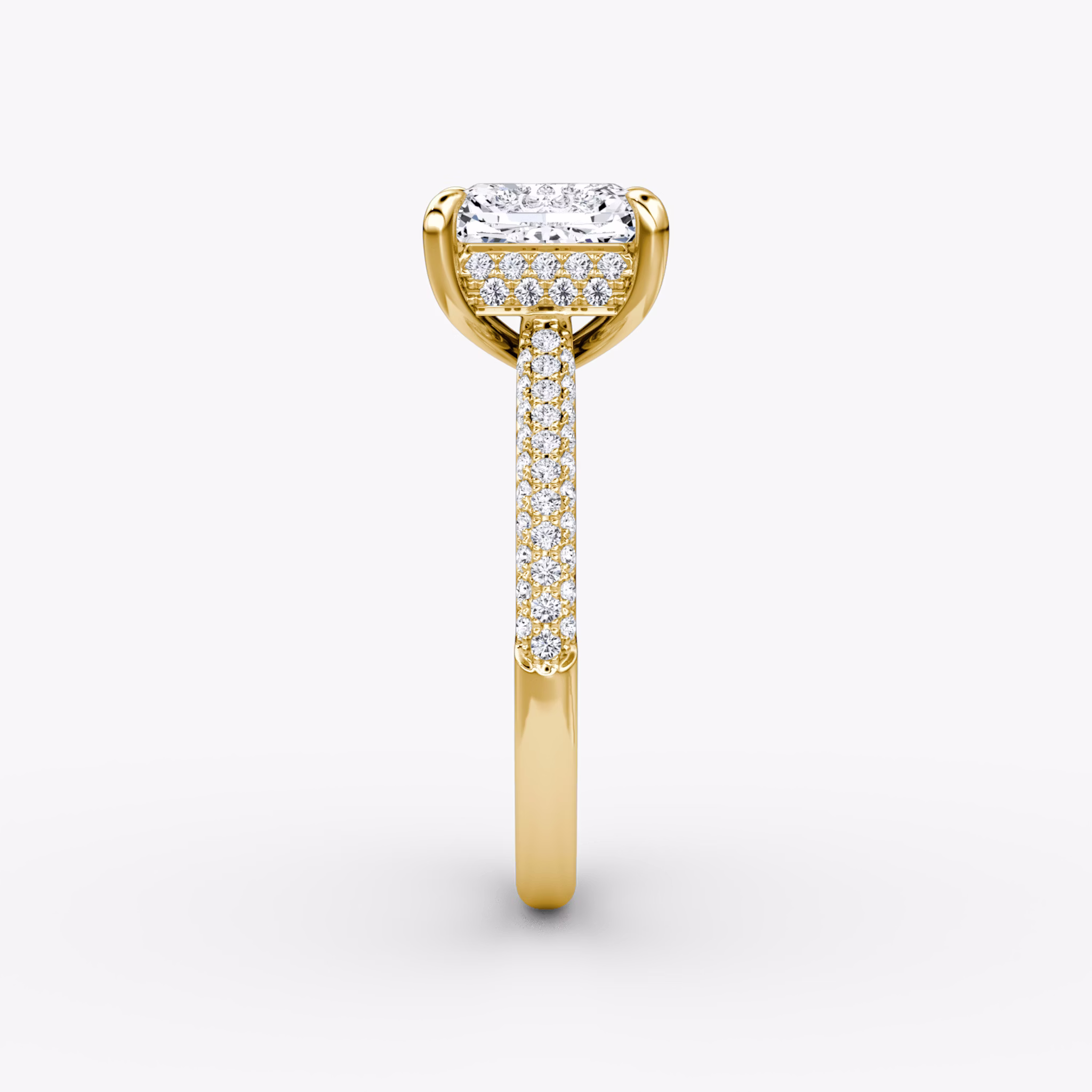 The Regal Pavé Dome | Radiant | 18k | Yellow Gold | bandAccent: Pavé | diamondOrientation: vertical | caratWeight: other