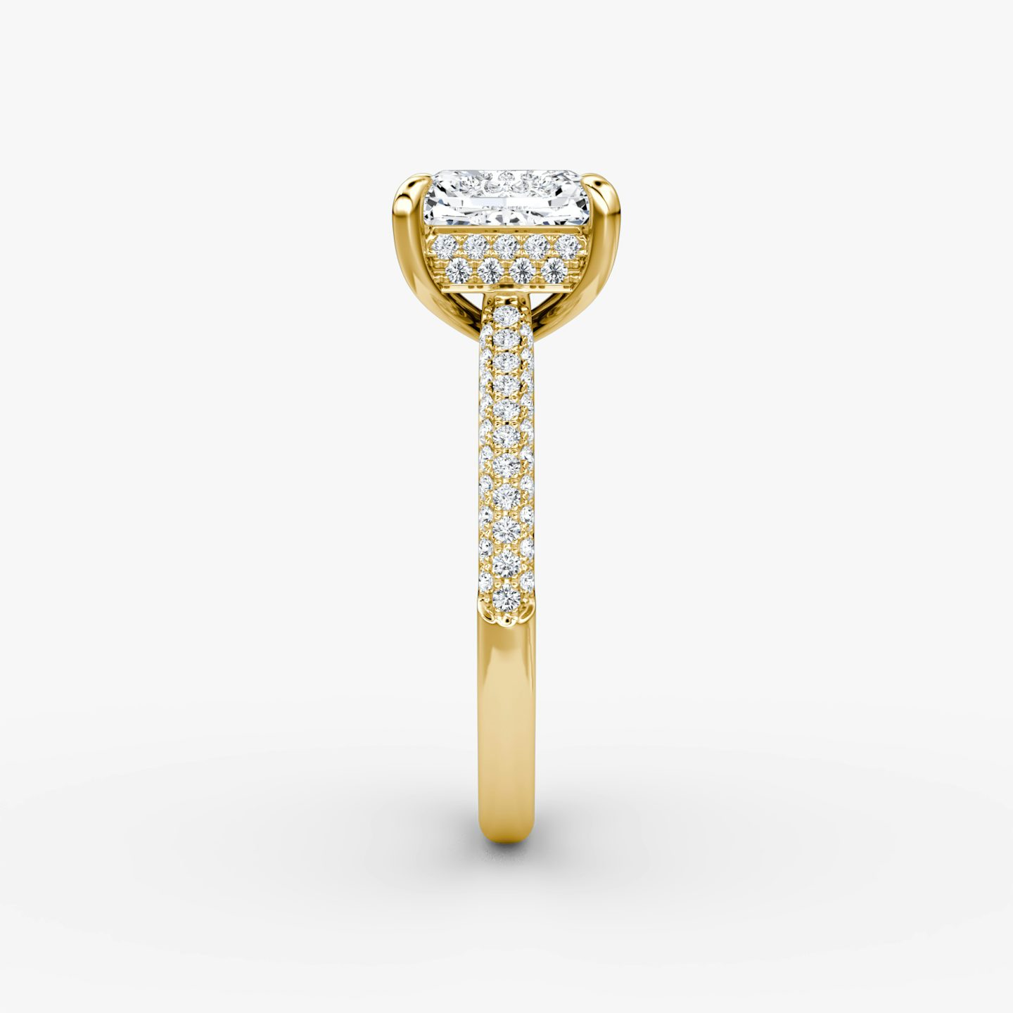 The Regal Pavé Dome | Radiant | 18k | Yellow Gold | bandAccent: Pavé | diamondOrientation: vertical | caratWeight: other