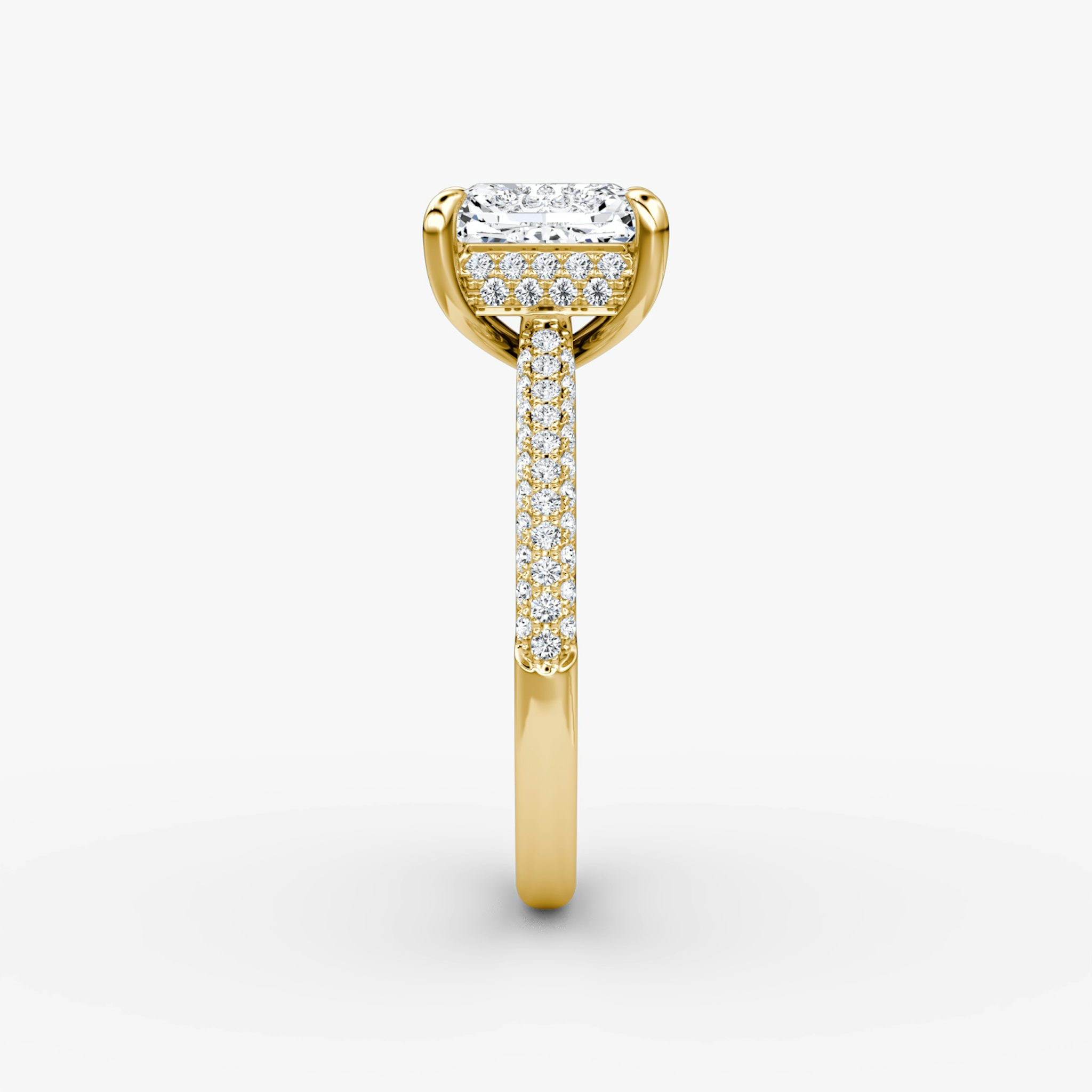The Regal Pavé Dome | Radiant | 18k | Yellow Gold | bandAccent: Pavé | diamondOrientation: vertical | caratWeight: other