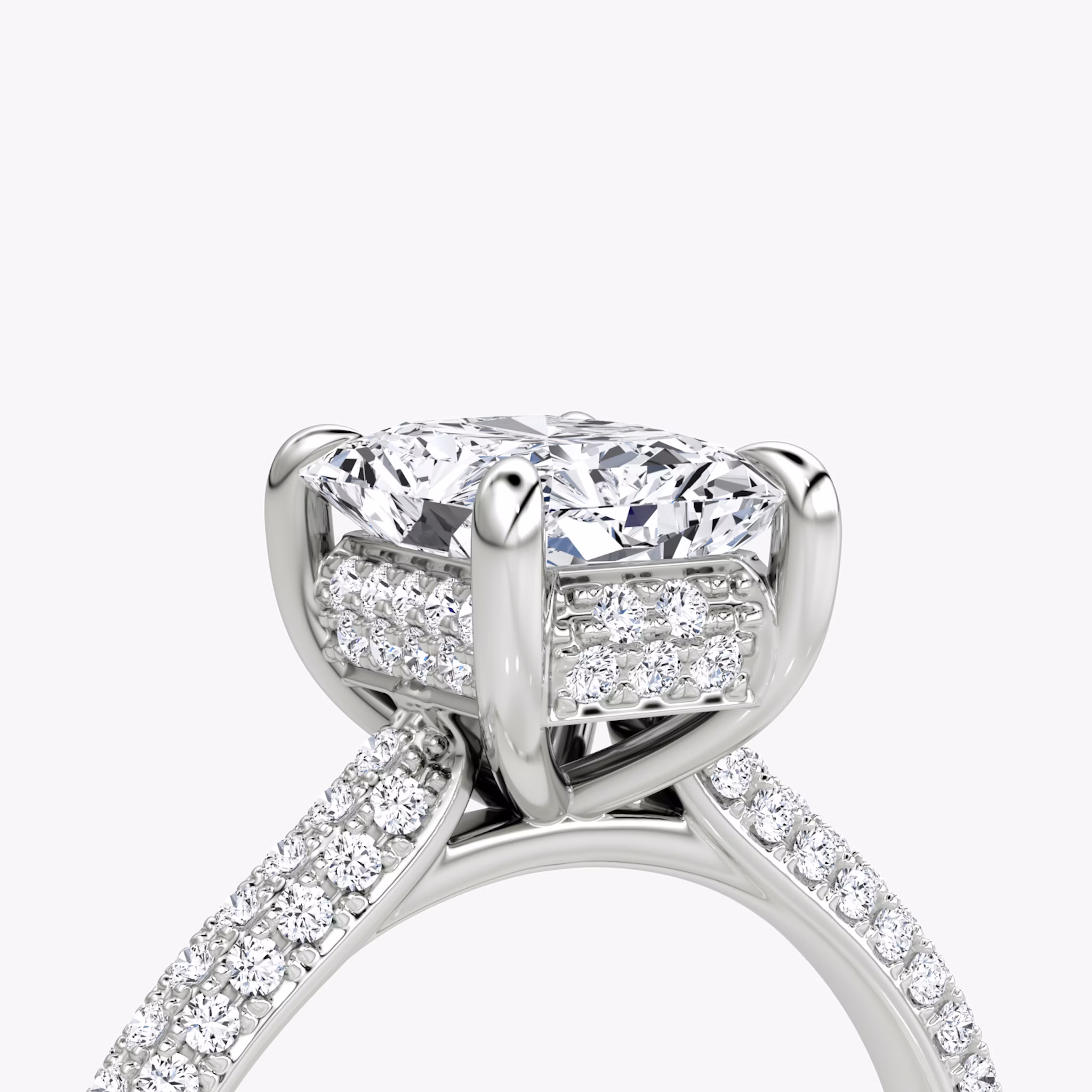 The Regal Pavé Dome | Radiant | 18k | White Gold | bandAccent: Pavé | diamondOrientation: vertical | caratWeight: other