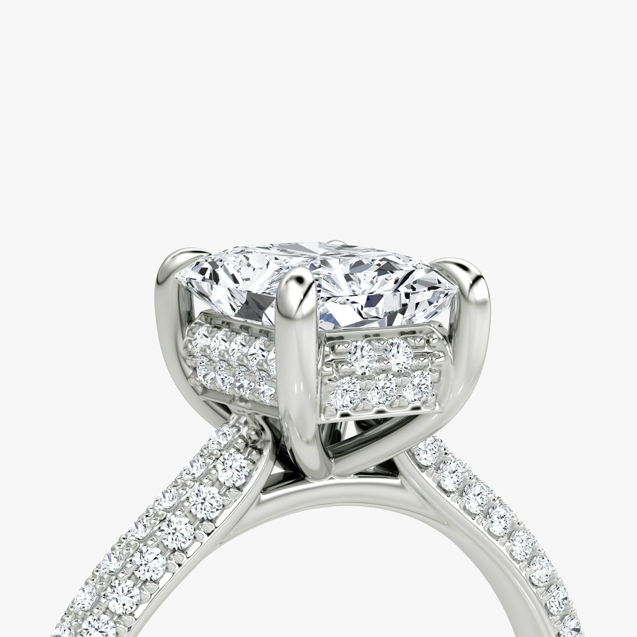 The Regal Pavé Dome | Radiant | 18k | White Gold | bandAccent: Pavé | diamondOrientation: vertical | caratWeight: other