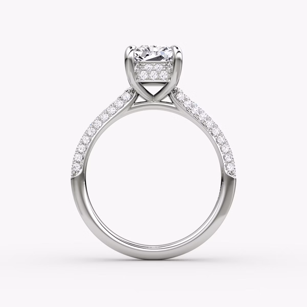 The Regal Pavé Dome | Radiant | 18k | White Gold | bandAccent: Pavé | diamondOrientation: vertical | caratWeight: other
