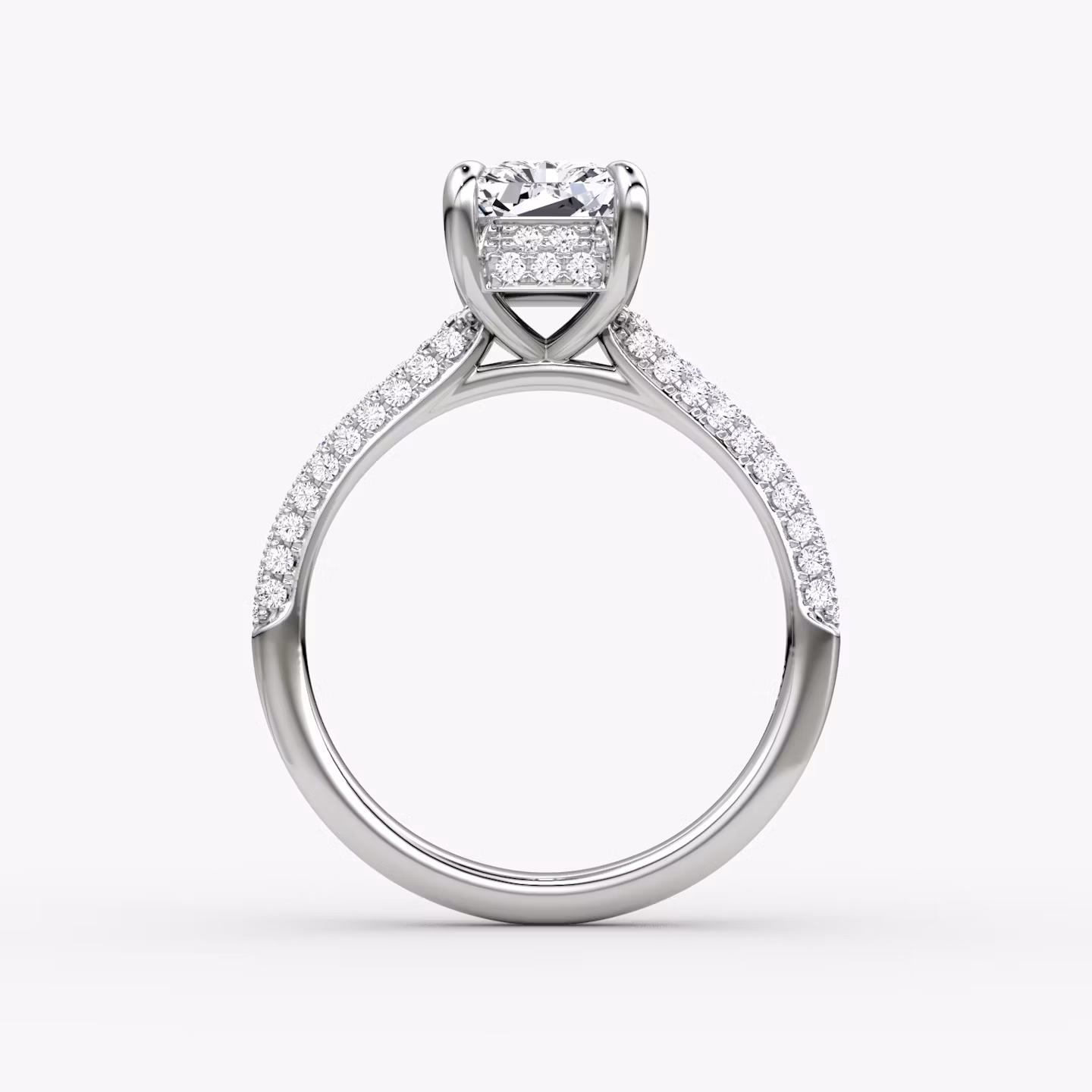 The Regal Pavé Dome | Radiant | 18k | White Gold | bandAccent: Pavé | diamondOrientation: vertical | caratWeight: other