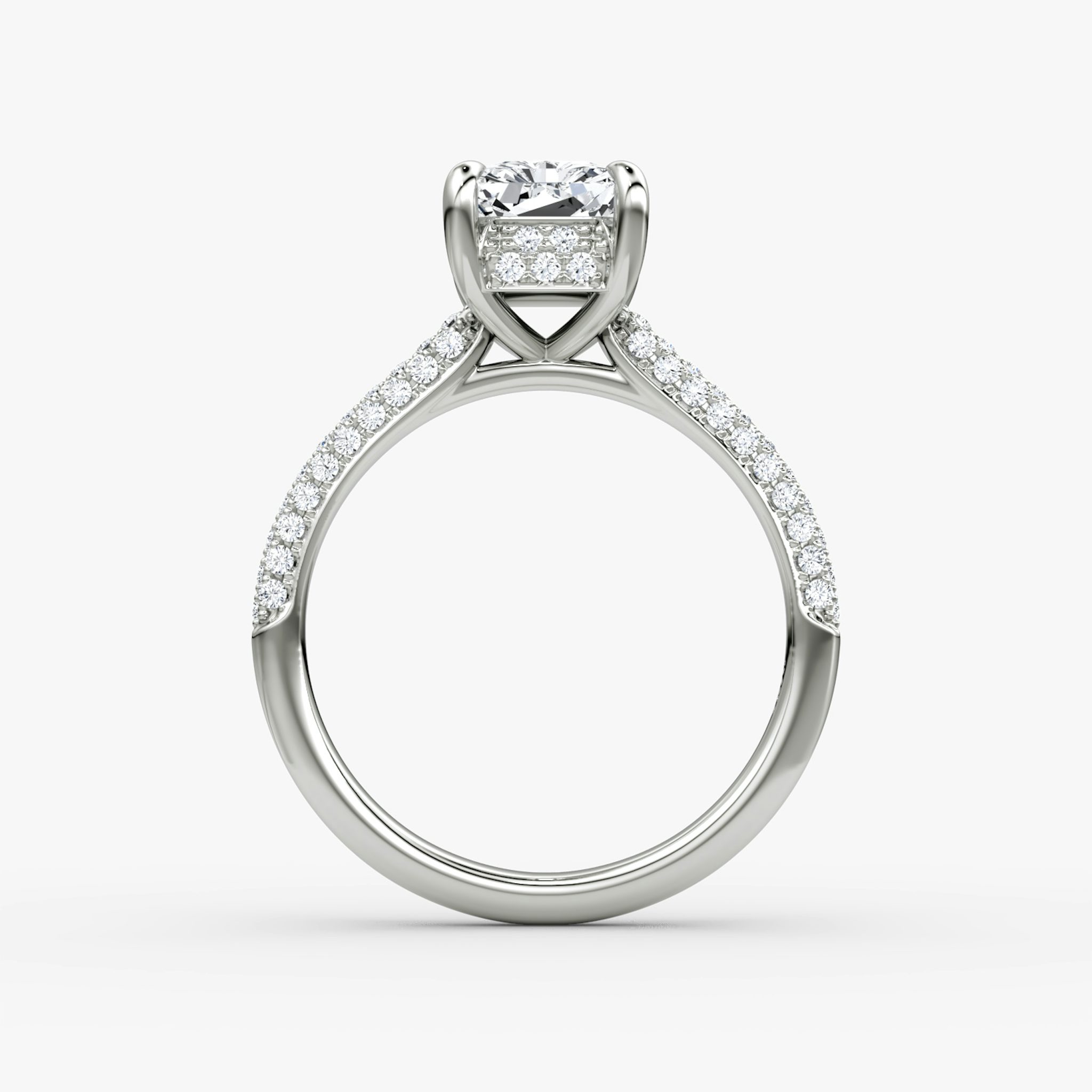 The Regal Pavé Dome | Radiant | 18k | White Gold | bandAccent: Pavé | diamondOrientation: vertical | caratWeight: other