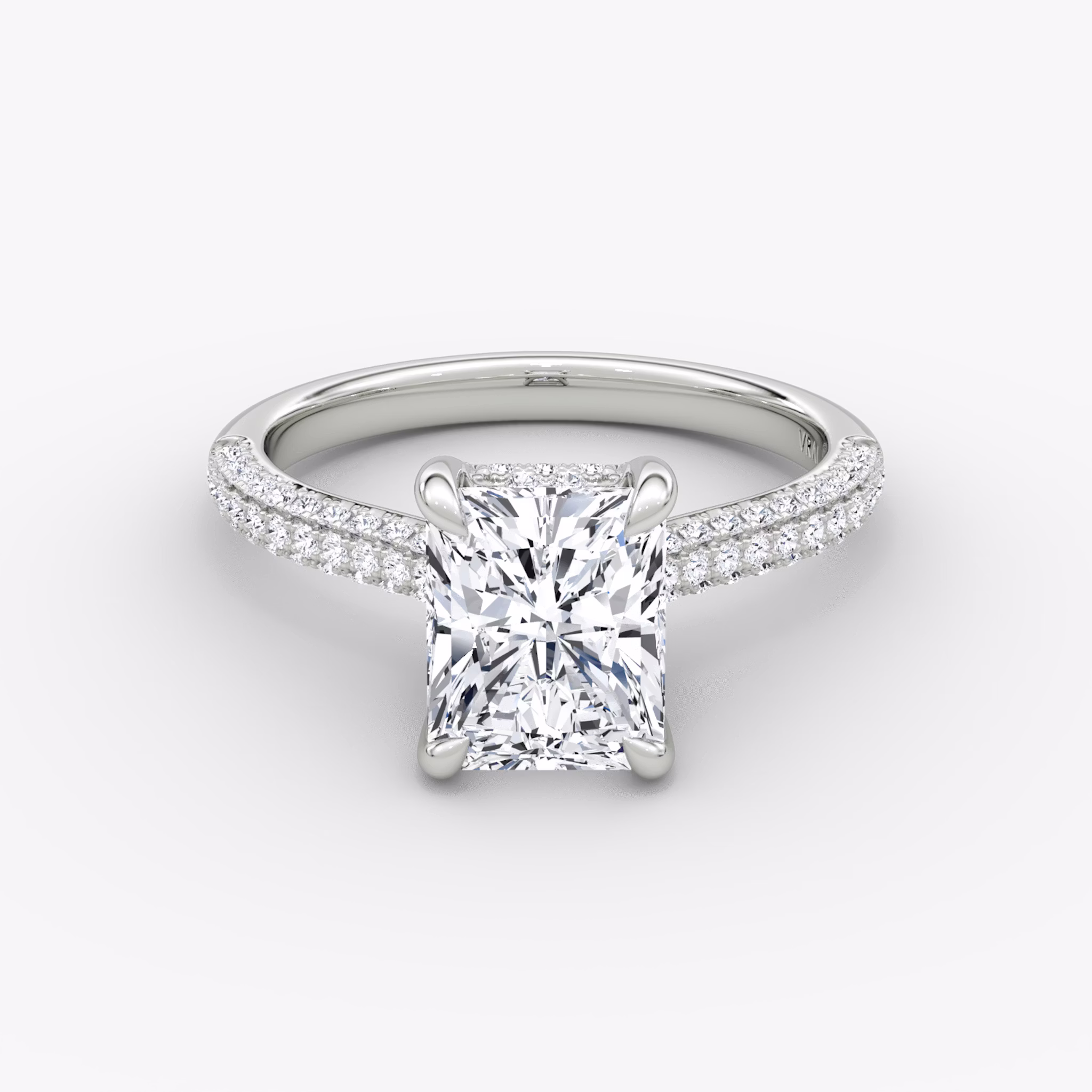The Regal Pavé Dome | Radiant | 18k | White Gold | bandAccent: Pavé | diamondOrientation: vertical | caratWeight: other
