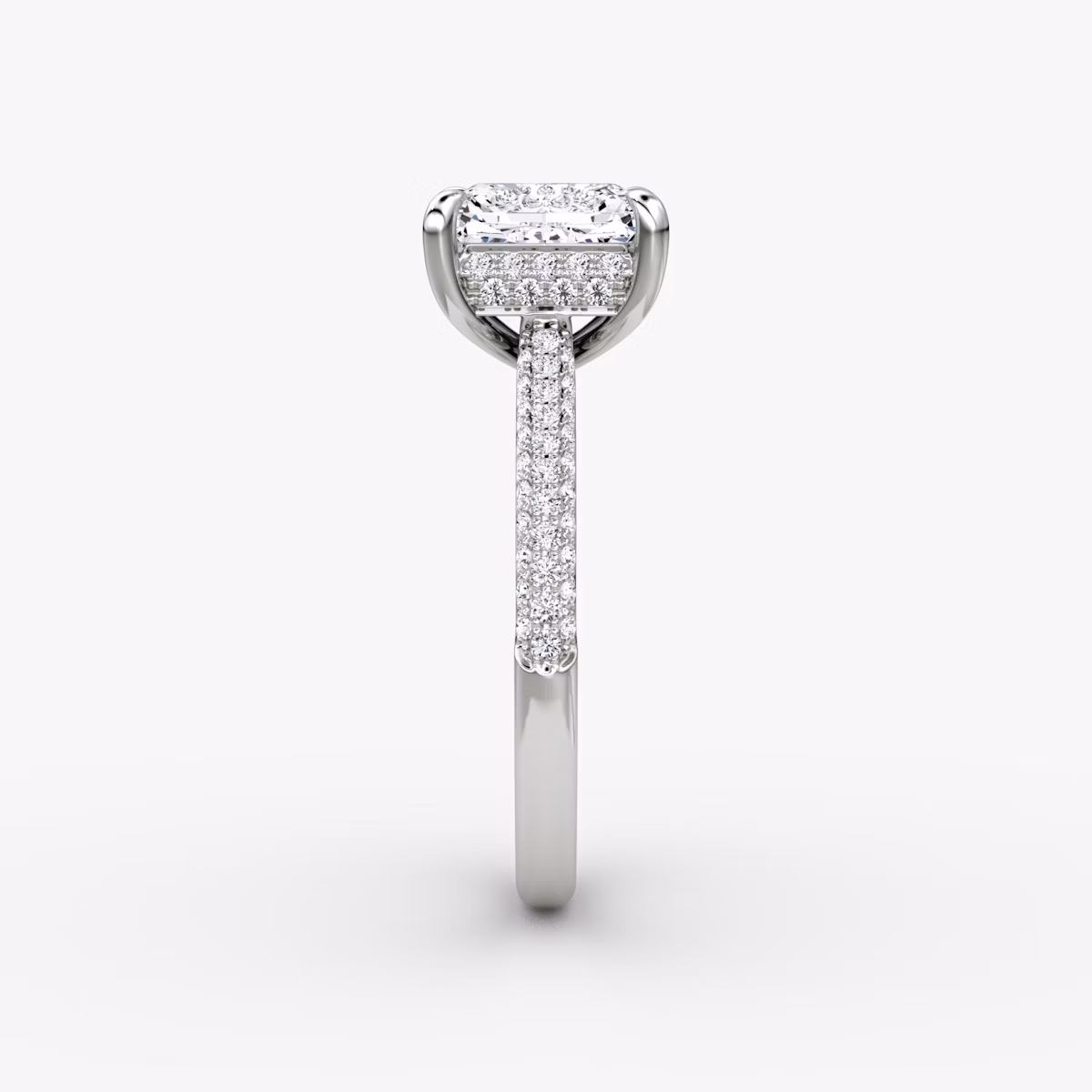 The Regal Pavé Dome | Radiant | 18k | White Gold | bandAccent: Pavé | diamondOrientation: vertical | caratWeight: other