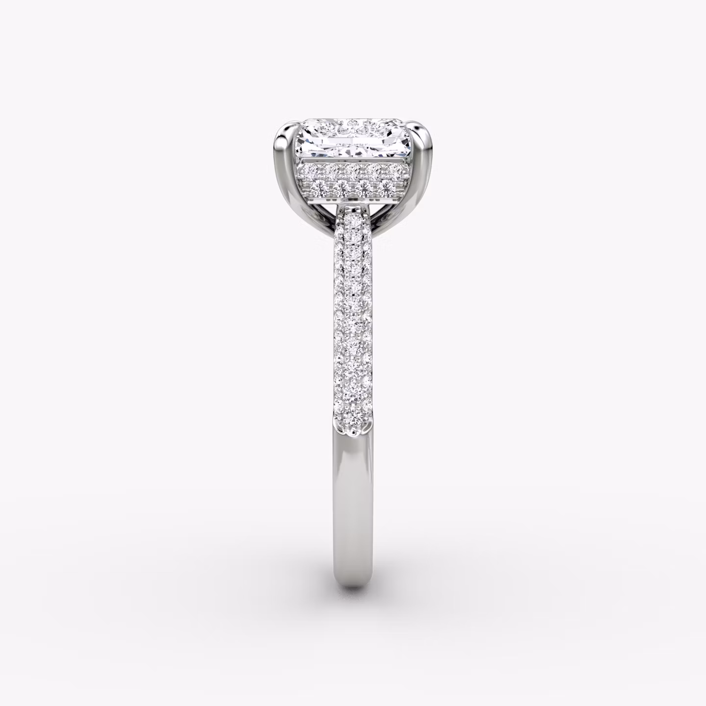 The Regal Pavé Dome | Radiant | 18k | White Gold | bandAccent: Pavé | diamondOrientation: vertical | caratWeight: other