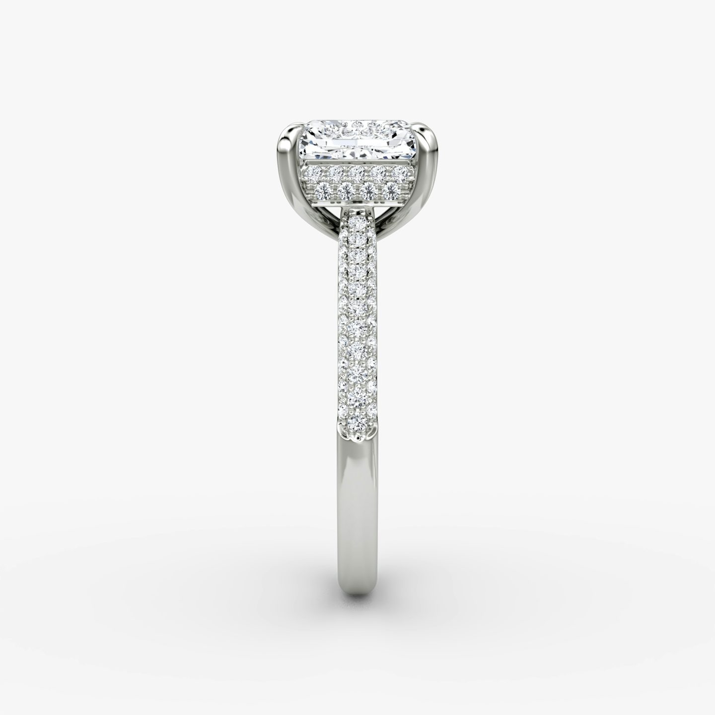 The Regal Pavé Dome | Radiant | Platinum | bandAccent: Pavé | diamondOrientation: vertical | caratWeight: other