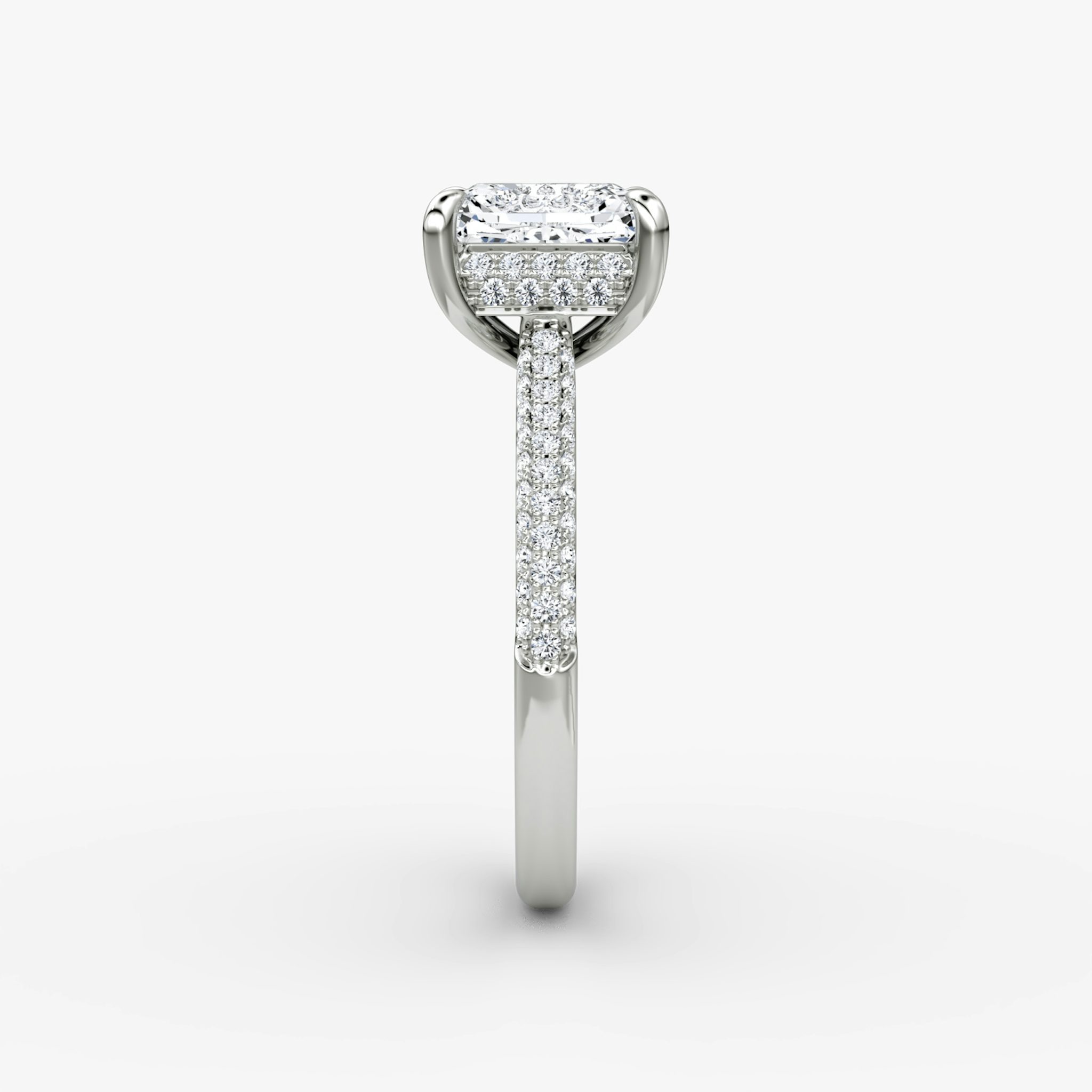 The Regal Pavé Dome | Radiant | Platinum | bandAccent: Pavé | diamondOrientation: vertical | caratWeight: other