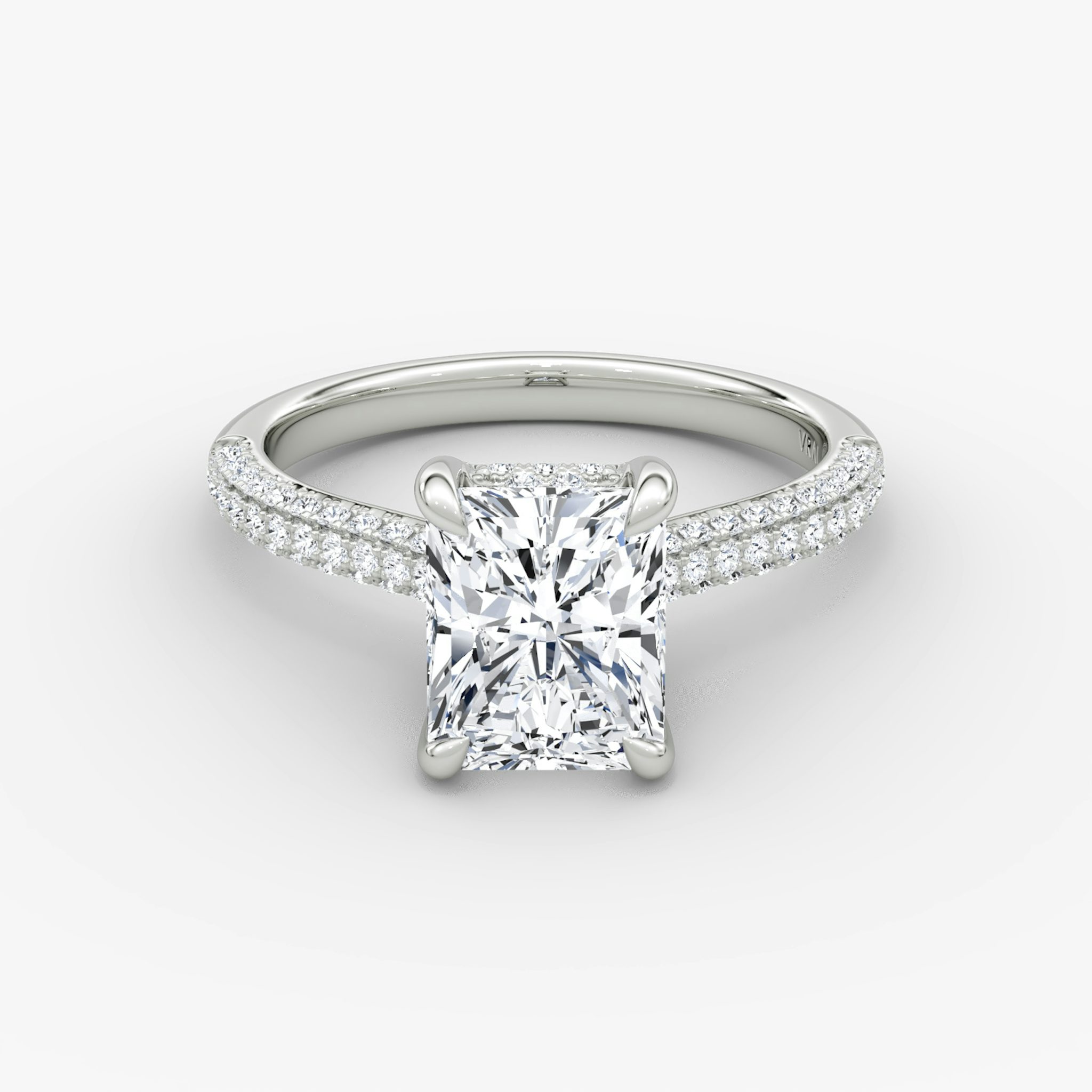 The Regal Pavé Dome | Radiant | Platinum | bandAccent: Pavé | diamondOrientation: vertical | caratWeight: other