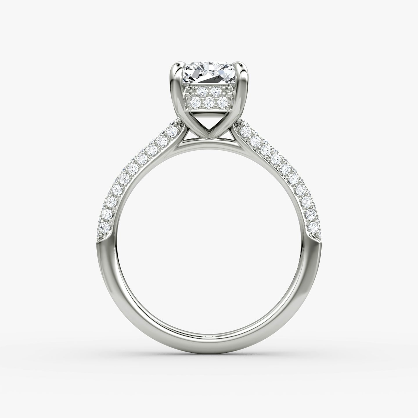 The Regal Pavé Dome | Radiant | Platinum | bandAccent: Pavé | diamondOrientation: vertical | caratWeight: other
