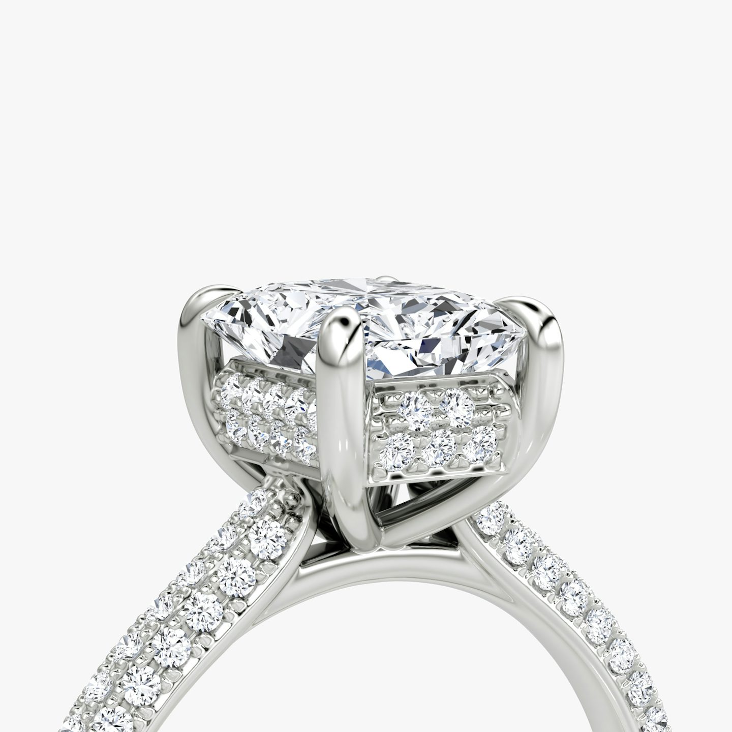 The Regal Pavé Dome | Radiant | Platinum | bandAccent: Pavé | diamondOrientation: vertical | caratWeight: other